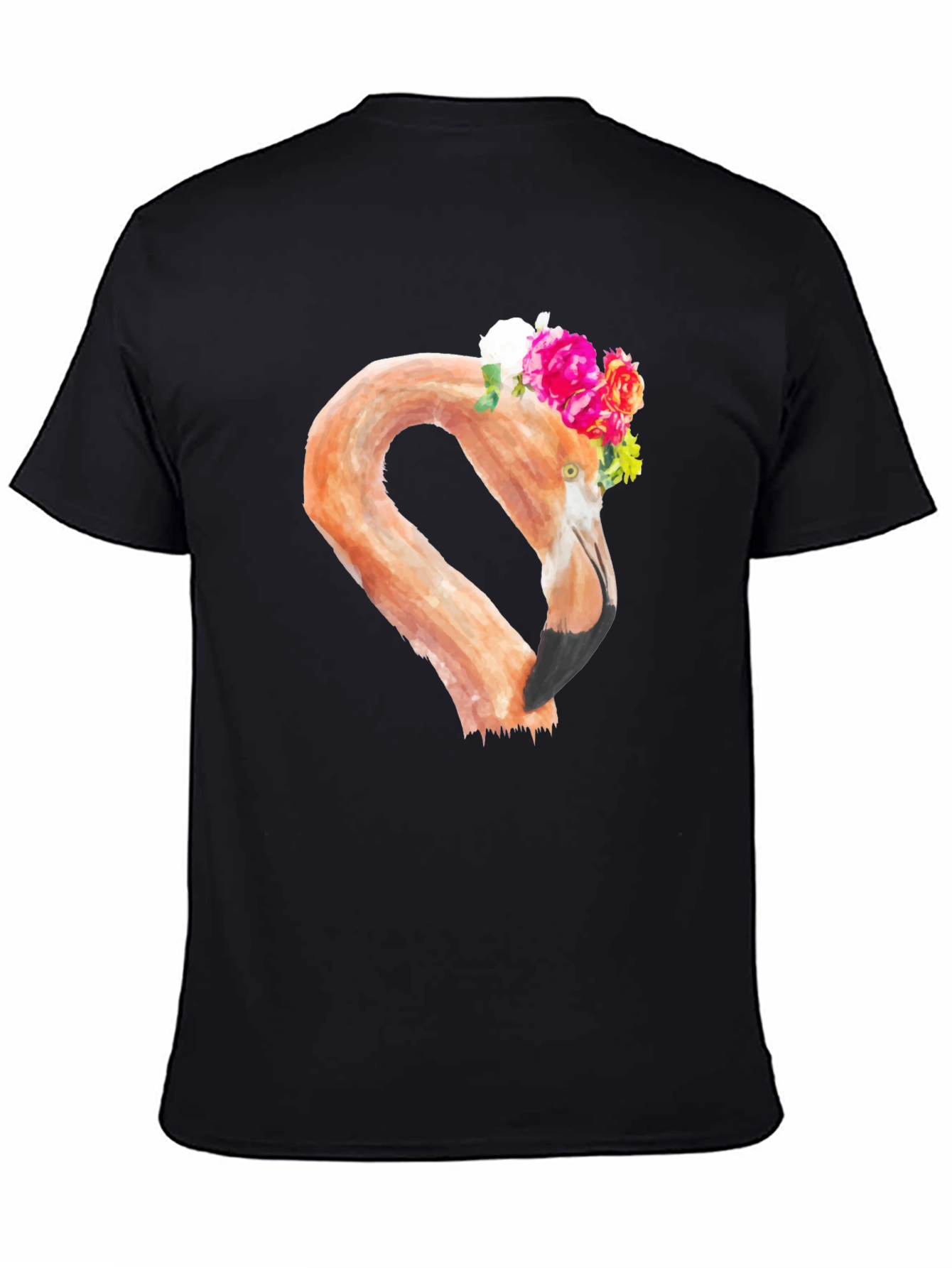 Black Floral Flamingo Graphic Tee - Black T-Shirt view 4