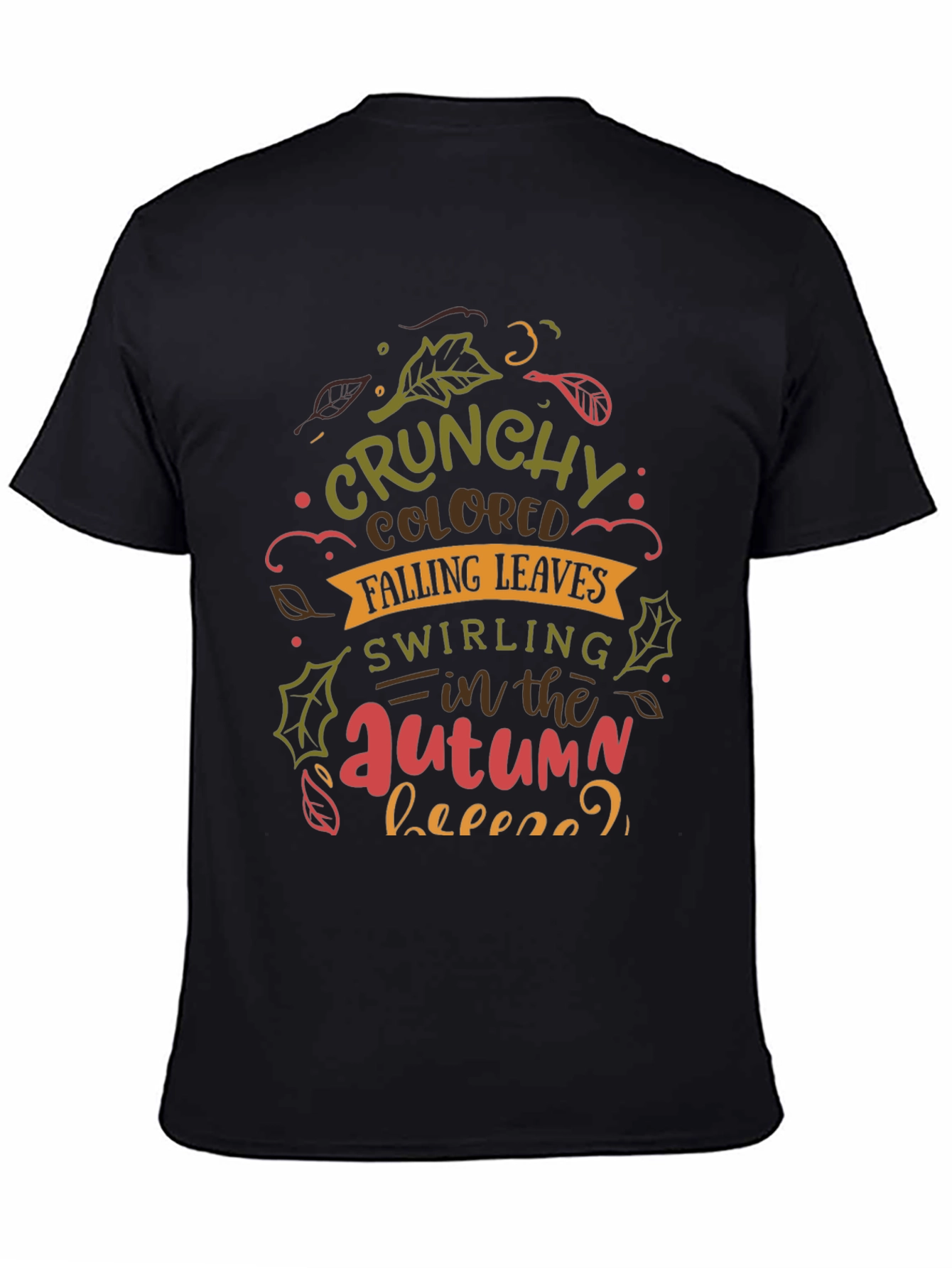 Black Crunchy Autumn Leaves T-Shirt - Cozy Fall Vibes! view 4