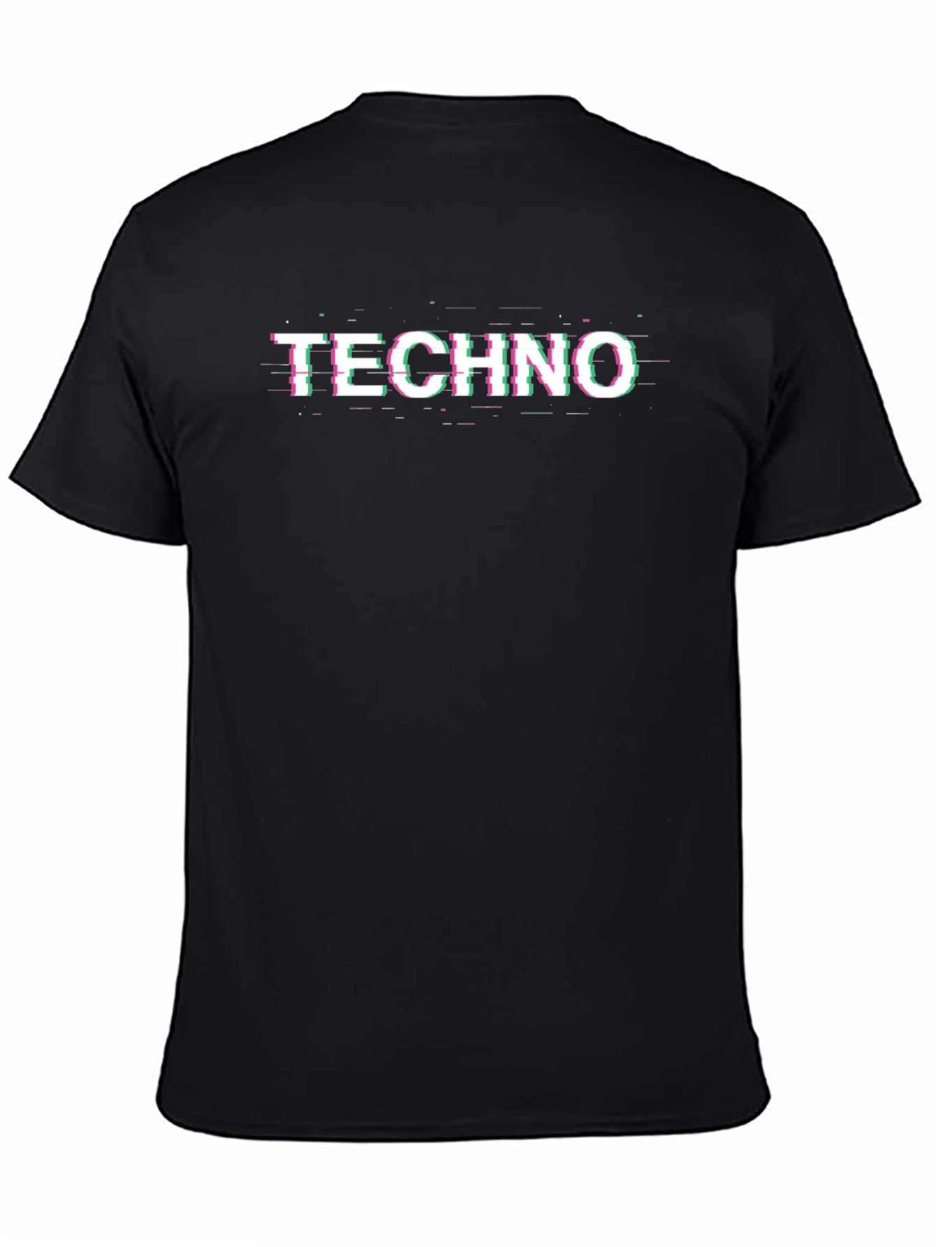 Black Techno Glitch T-Shirt - Black Graphic Tee view 4