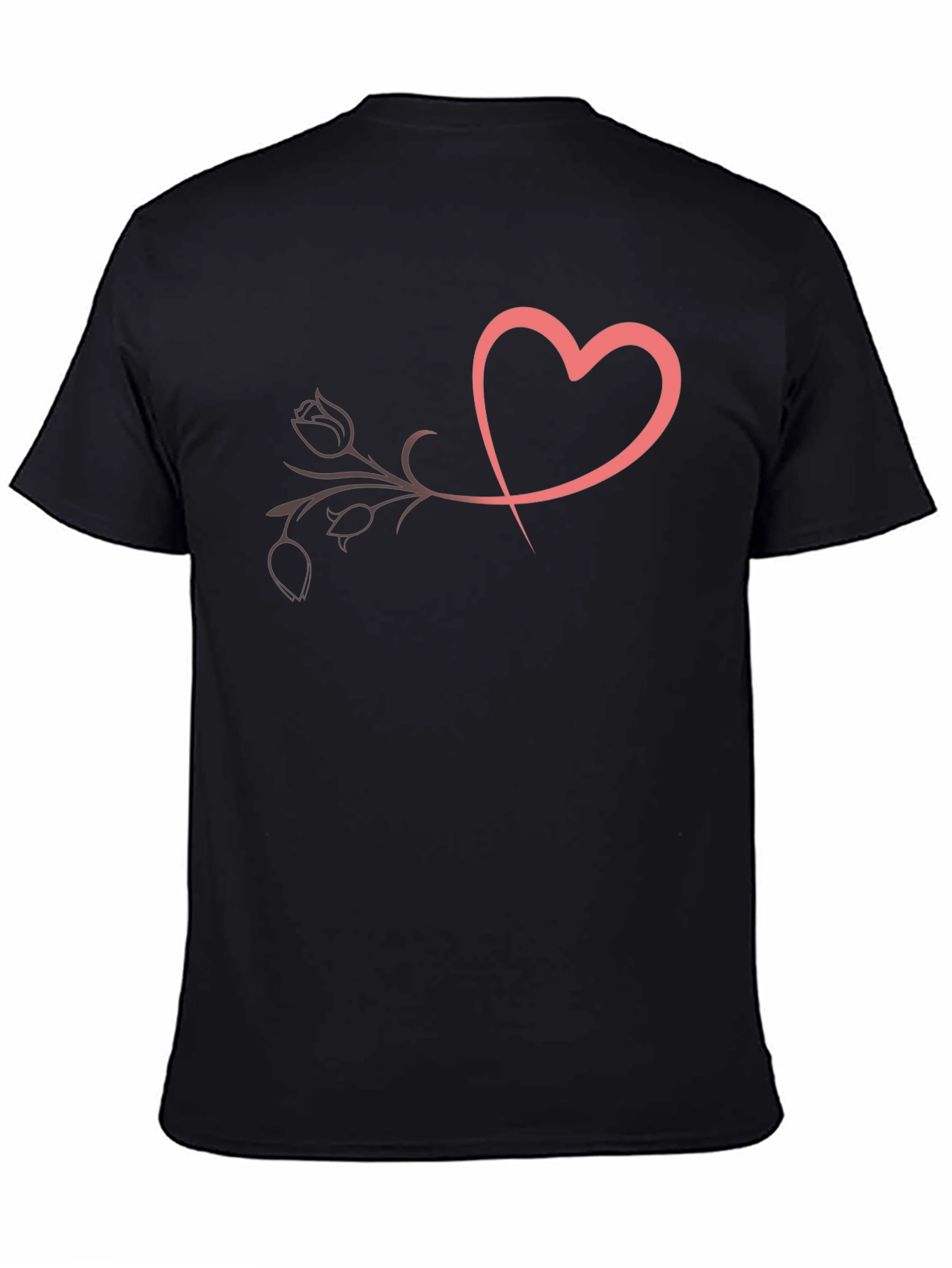 Black Heart & Rose Graphic Tee - Black view 4