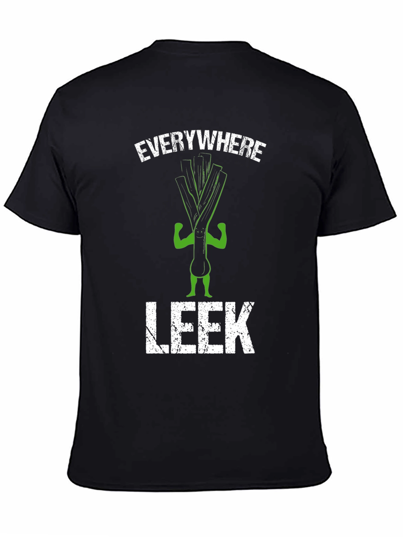 Black Everywhere Leek T-Shirt - Funny Vegetarian Pun Tee view 4