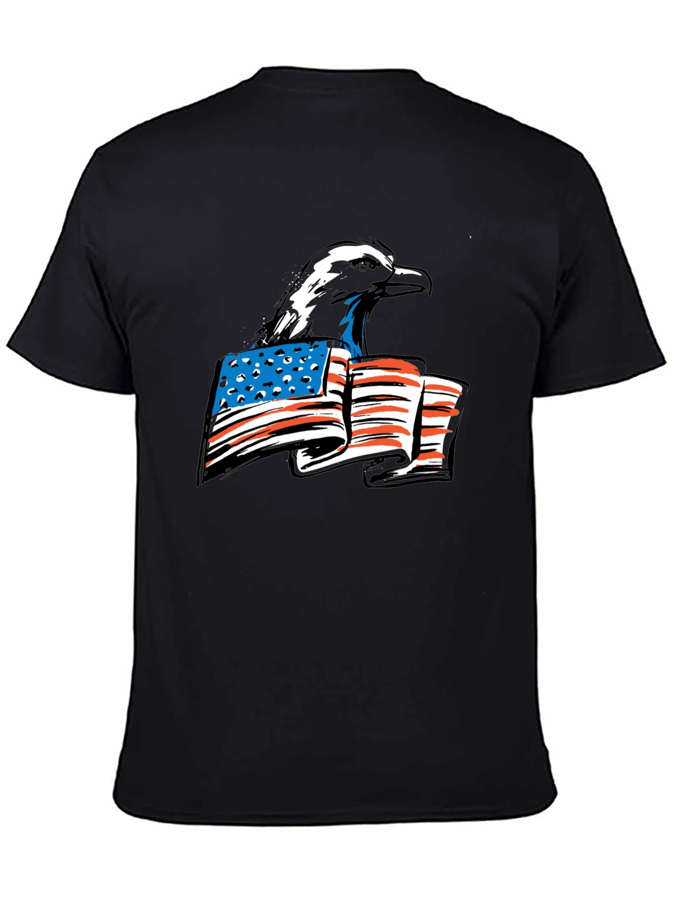 Black Bald Eagle American Flag Graphic Tee view 4