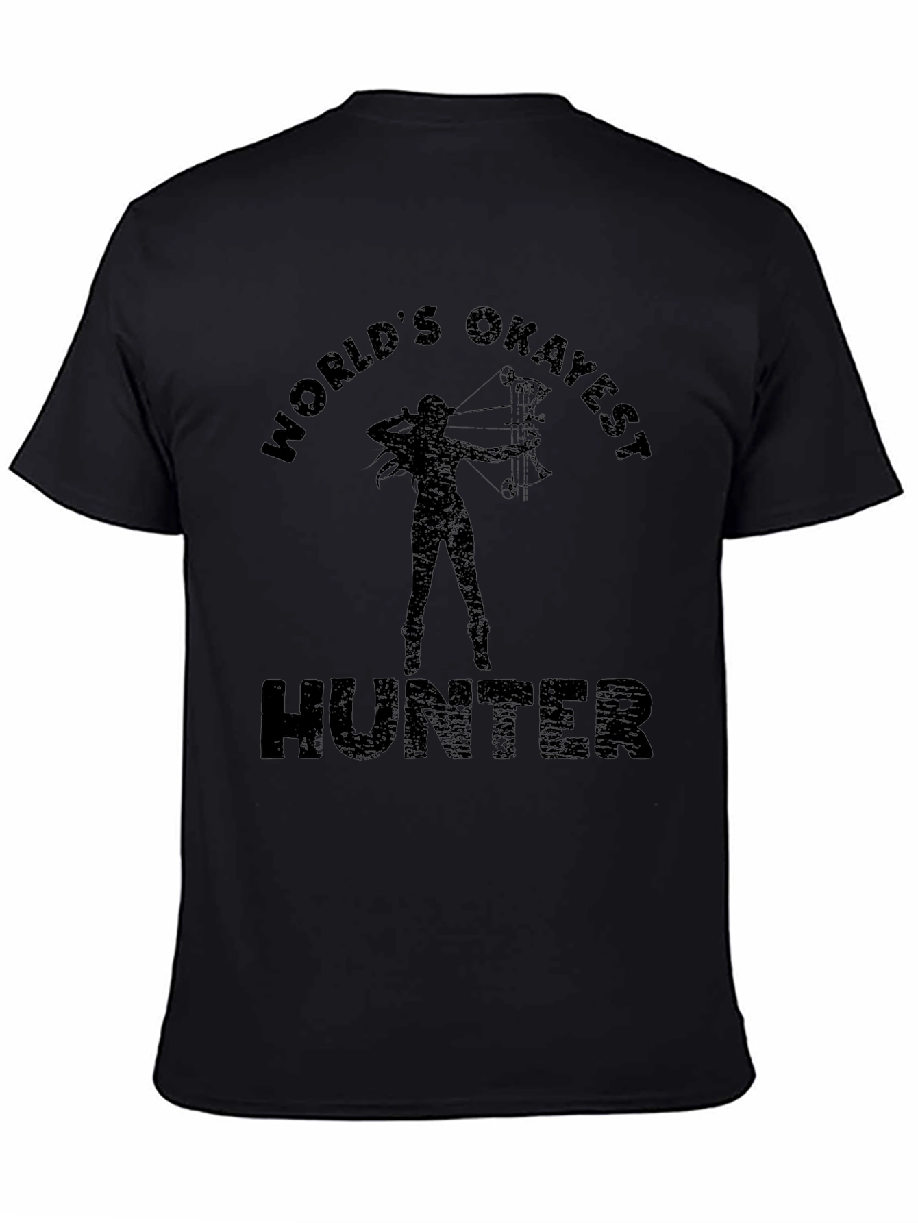 Black World's Okayest Hunter T-Shirt - Archery Humor view 4