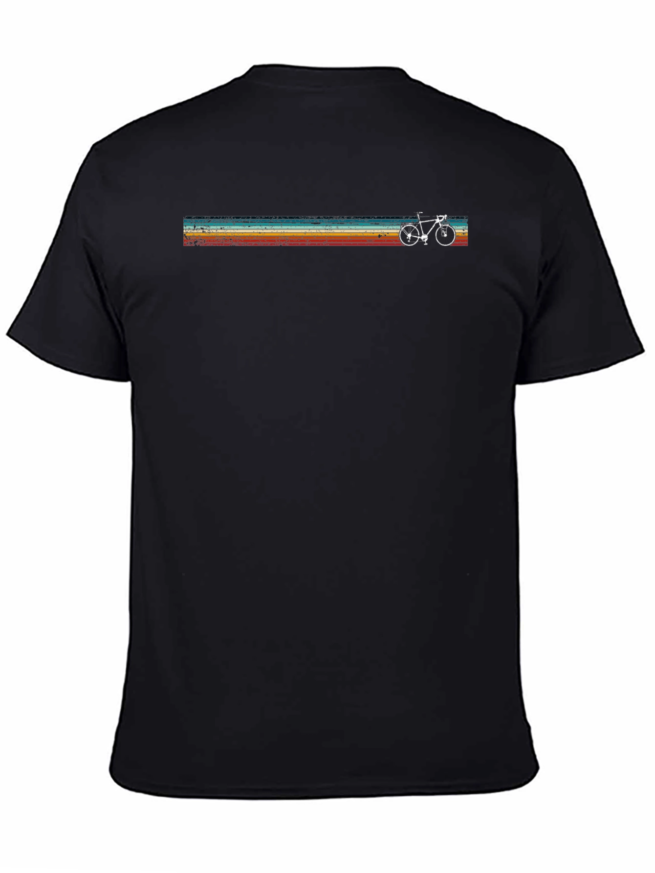 Black Retro Bike Stripes Graphic T-Shirt view 4