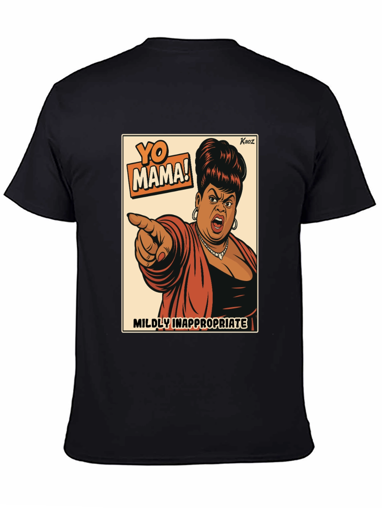 Black Yo Mama! Graphic T-Shirt - Mildly Inappropriate Humor view 4