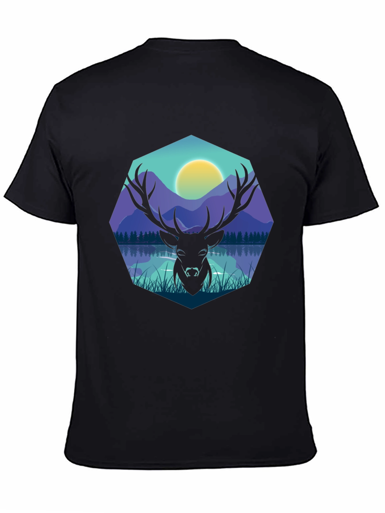 Black Deer Silhouette Graphic Tee - Men's Black T-Shirt view 4