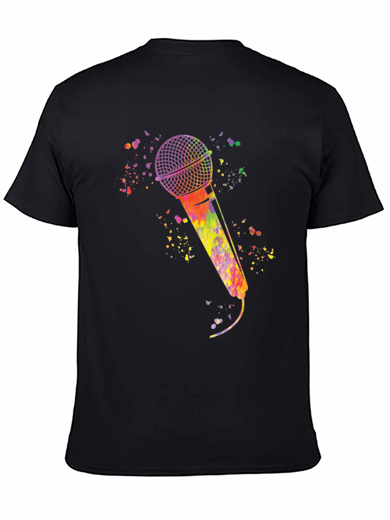 Black Watercolor Microphone Black T-Shirt view 4