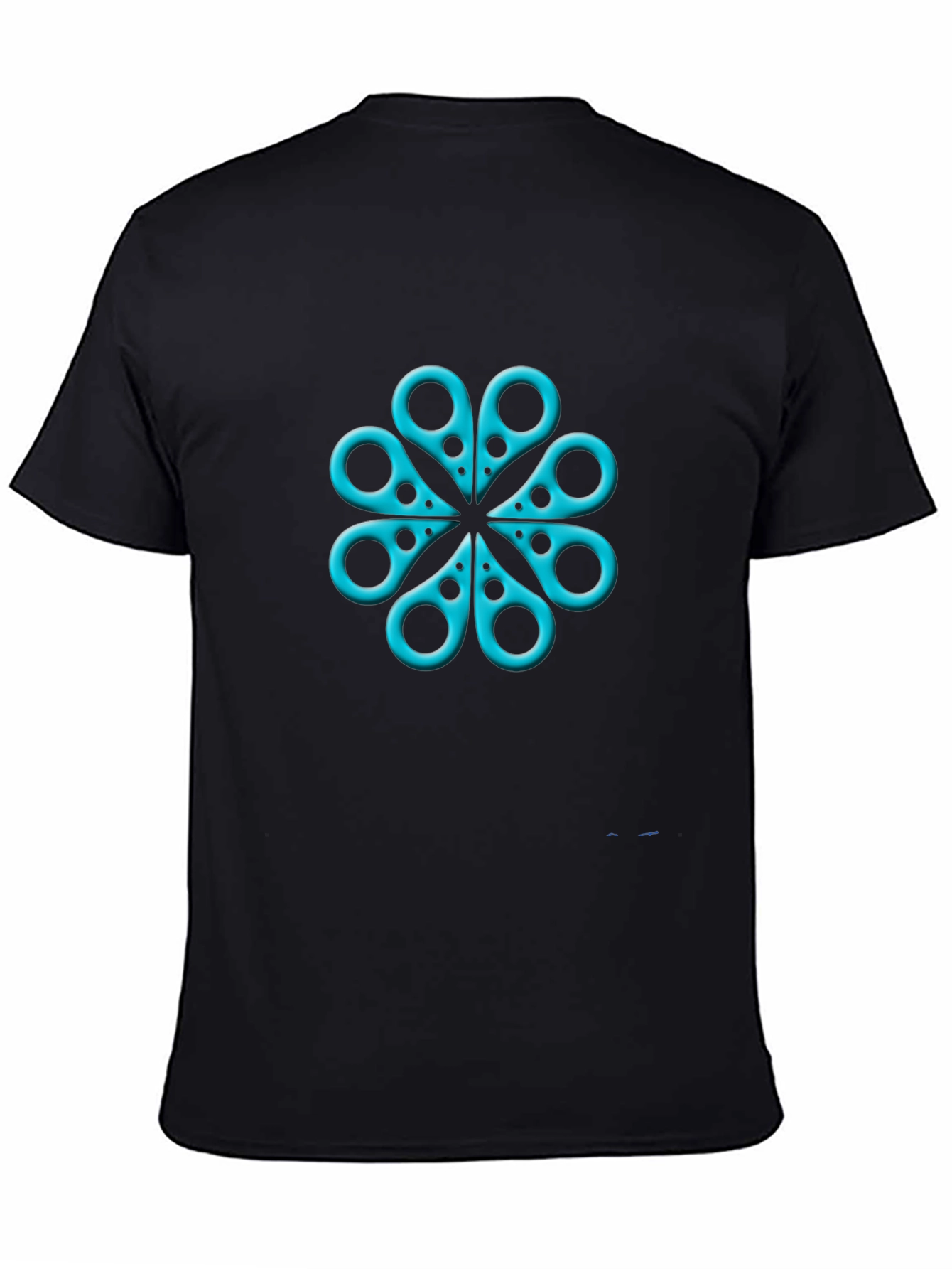 Black Cyan Scissors Floral Tee - Unique Graphic Design view 4