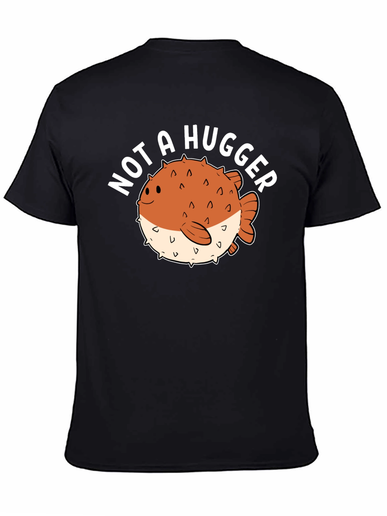 Black Not a Hugger Pufferfish Graphic Tee - Black view 4