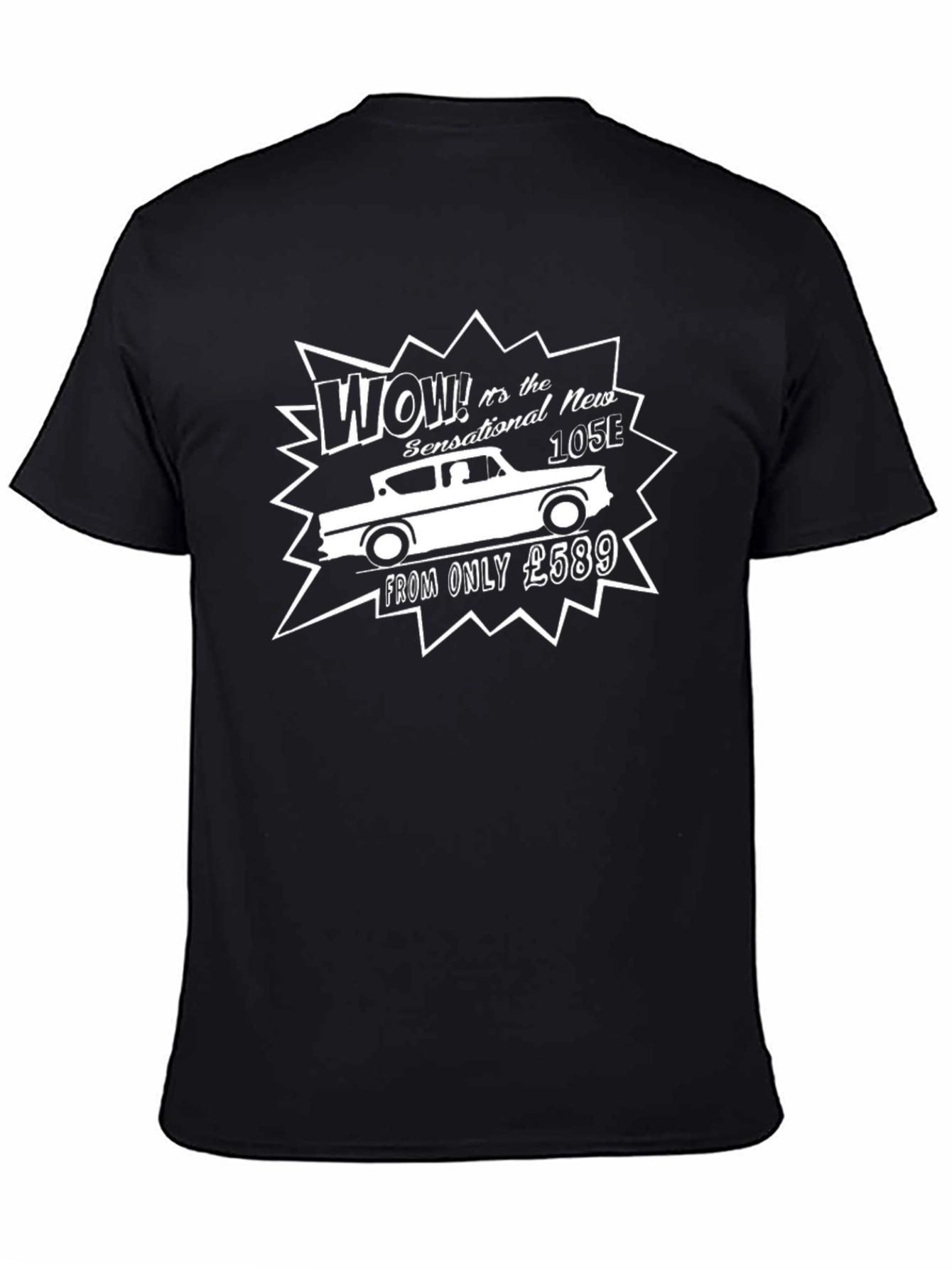 Black WOW! Ford 105E T-Shirt view 4