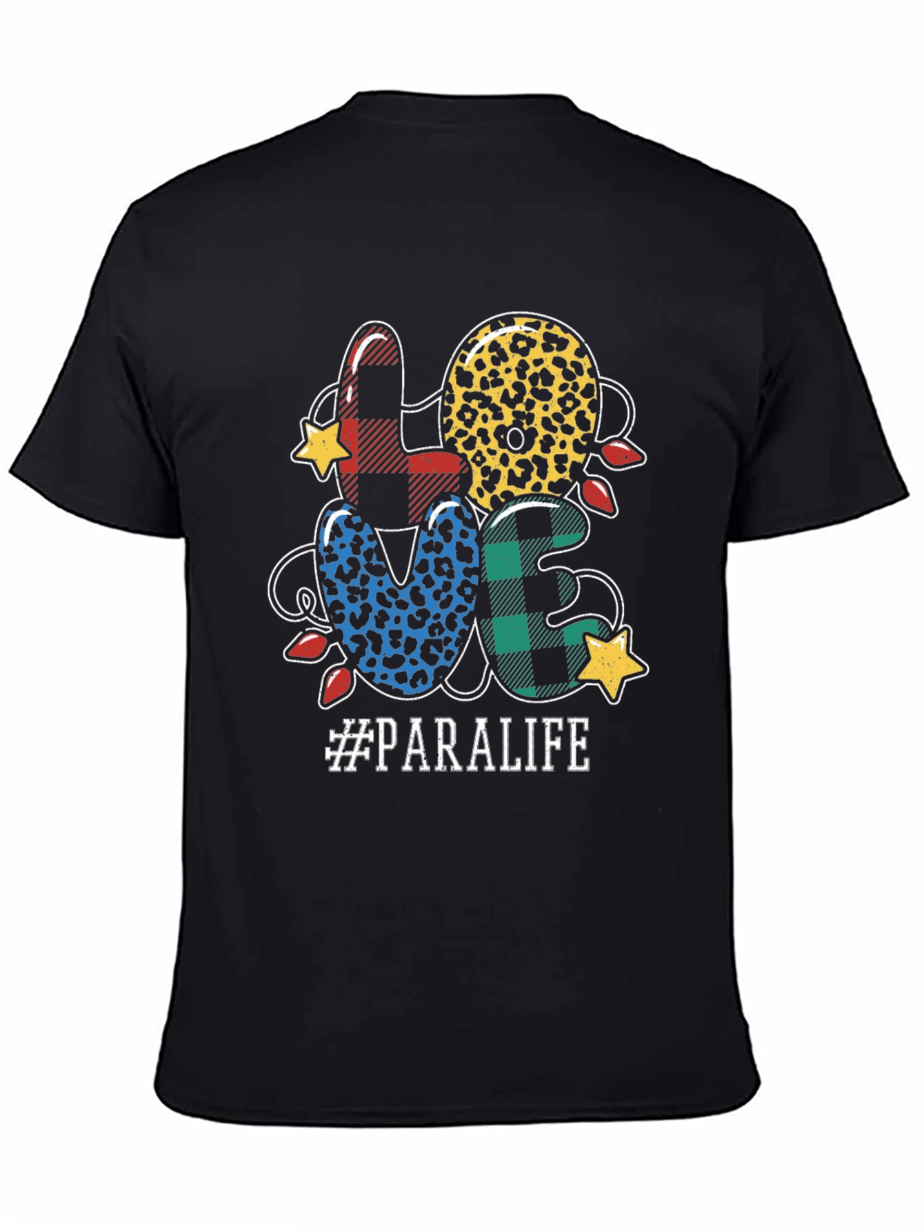 Black LOVE Paralife T-Shirt - Trendy Design, Comfortable Fit view 4