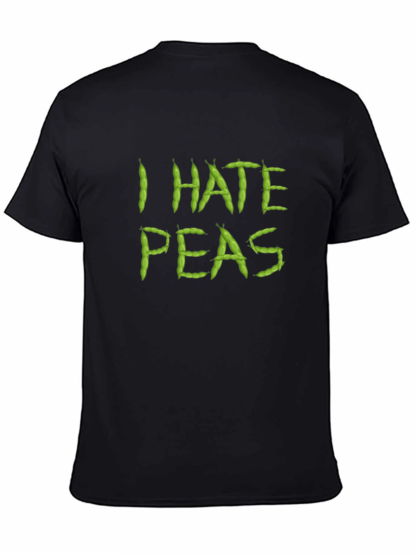 Black I Hate Peas Graphic Tee - Funny Food Pun Shirt view 4