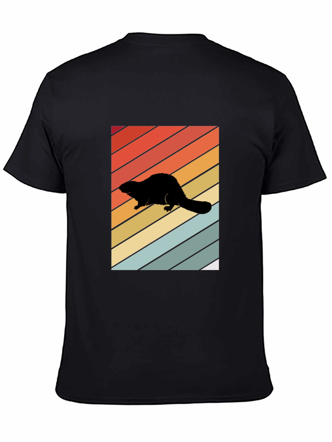 Black Retro Beaver Silhouette T-Shirt view 4