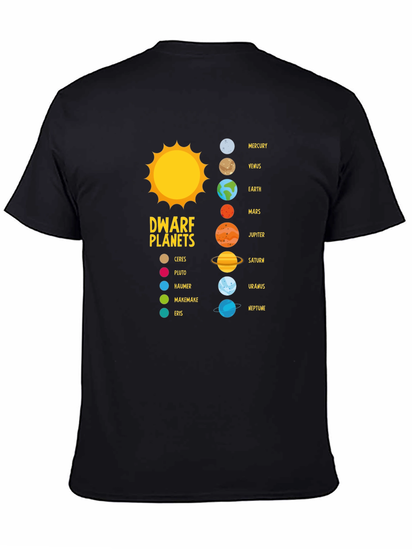 Black Solar System Planets Graphic T-Shirt view 4