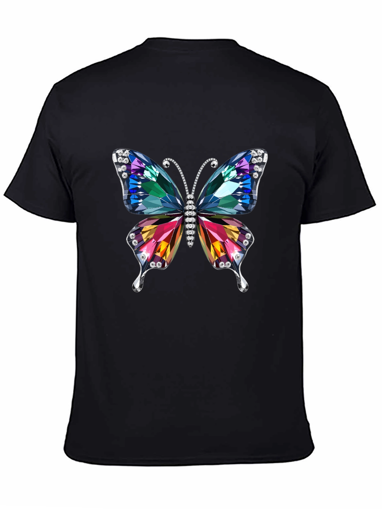 Black Butterfly Jewel Graphic Black T-Shirt view 4
