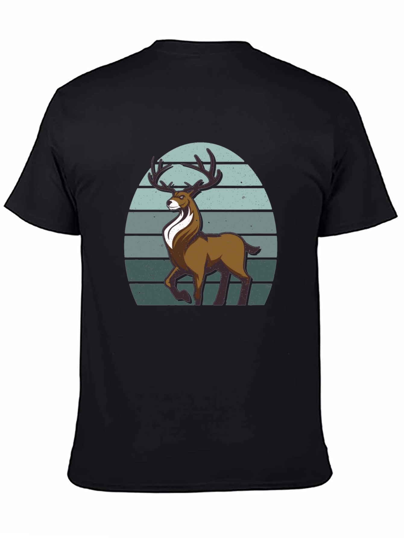 Black Retro Deer T-Shirt - Vintage Style Graphic Tee view 4