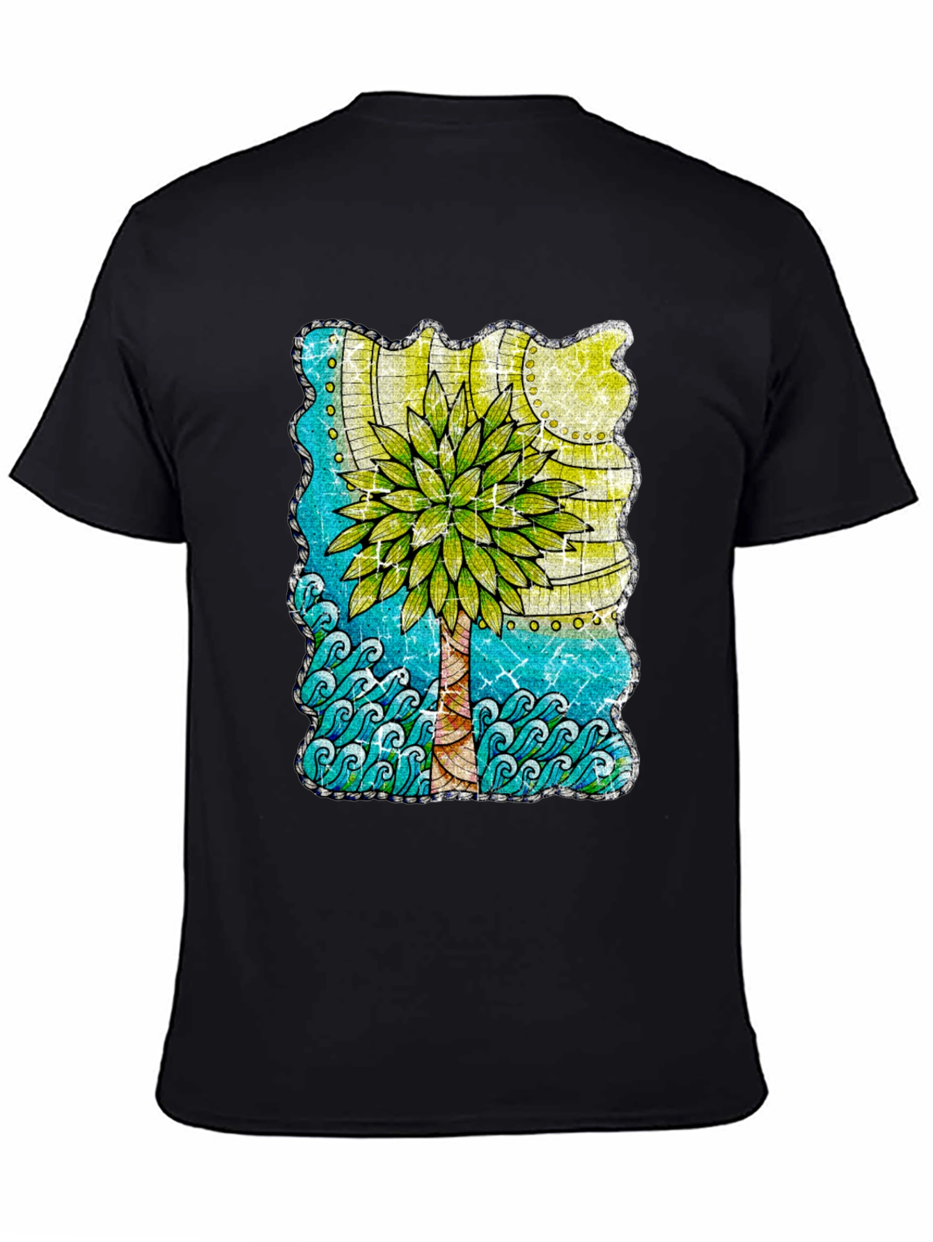 Black Palm Tree Graphic T-Shirt - Tropical Beach Vibes view 4
