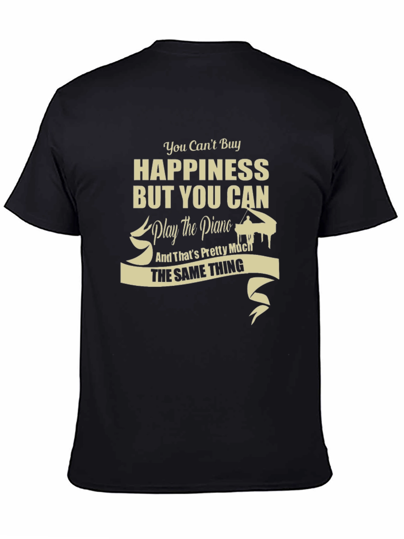 Black Happiness Piano T-Shirt - Musical Gift view 4
