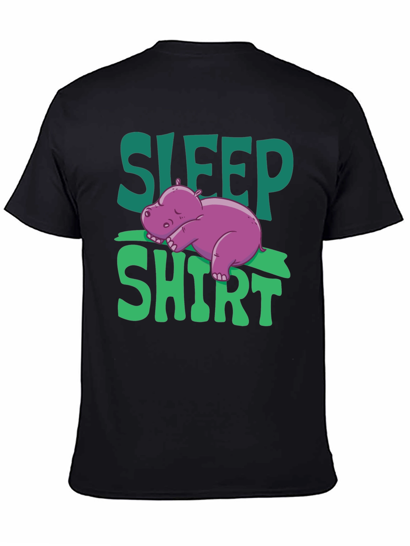 Black Sleep Shirt Hippo Graphic Tee view 4