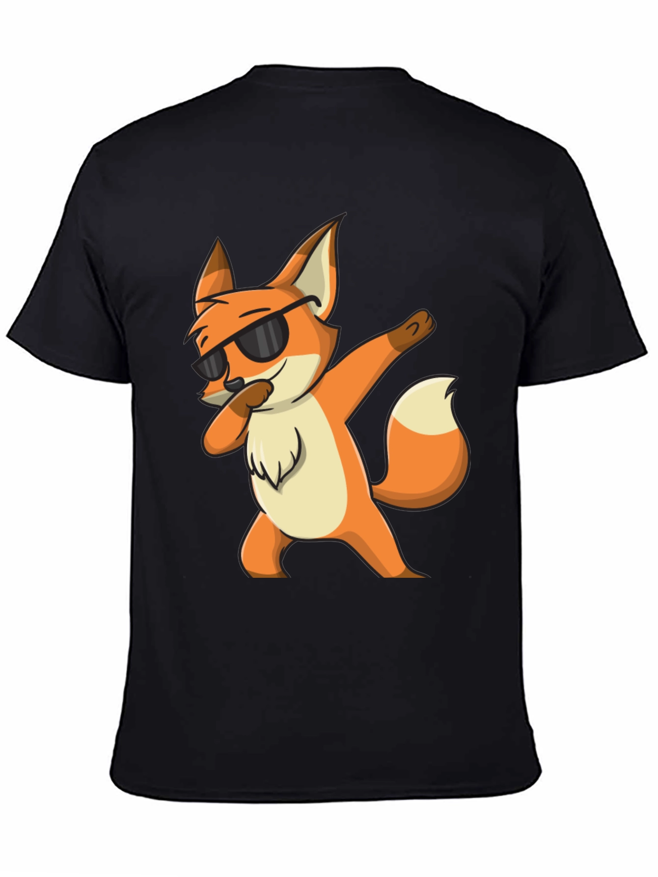 Black Cool Fox Dabbing Graphic Black T-Shirt view 4
