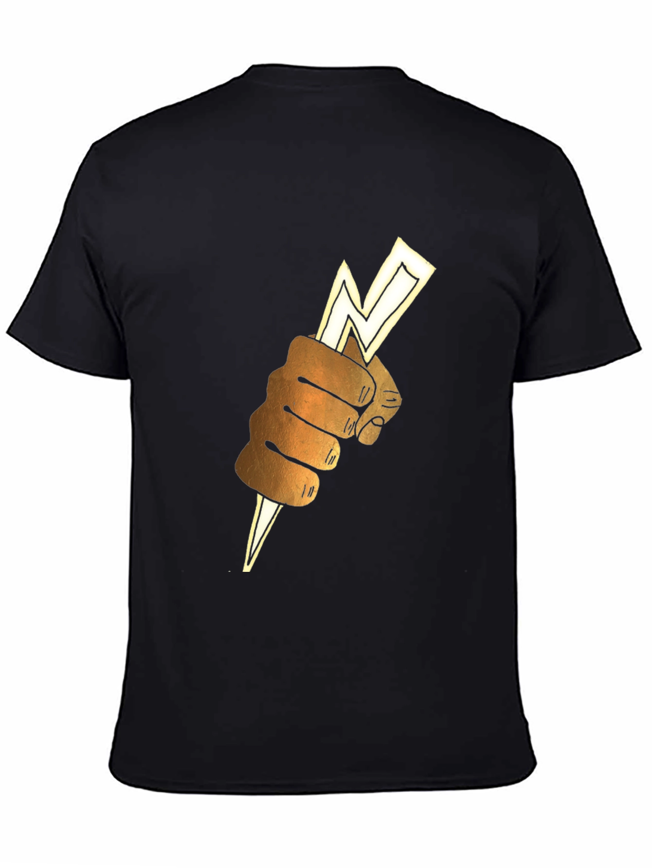Black Lightning Bolt Fist Graphic Tee - Black view 4