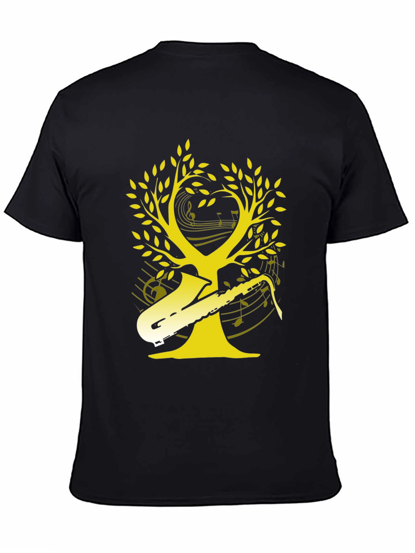 Black Saxophone Music Tree Graphic T-Shirt view 4