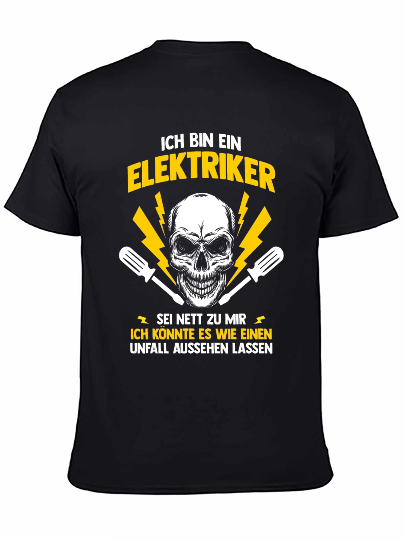 Black Electrician Skull T-Shirt - Funny Gift view 4