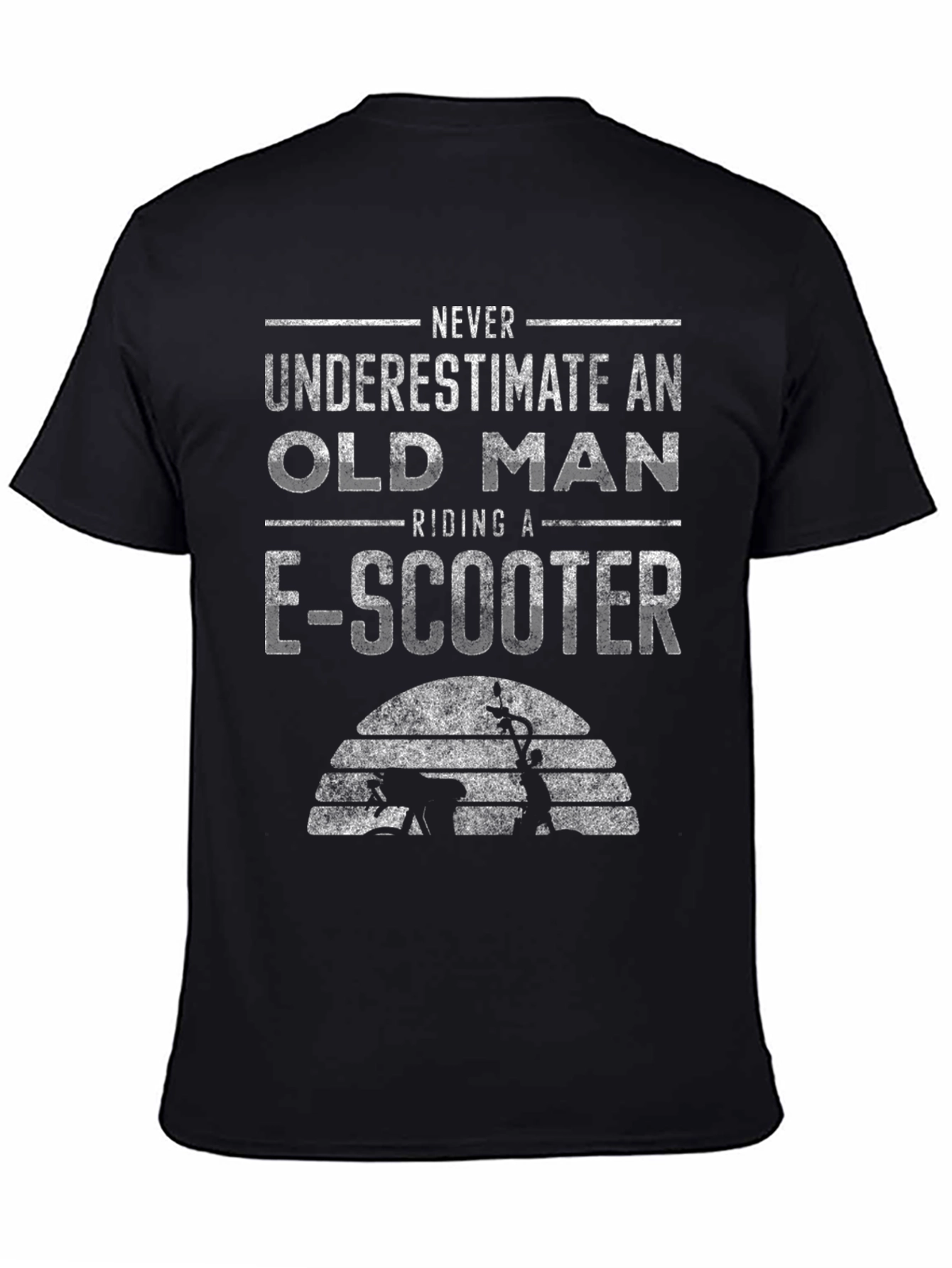 Black Old Man E-Scooter Graphic Tee view 4