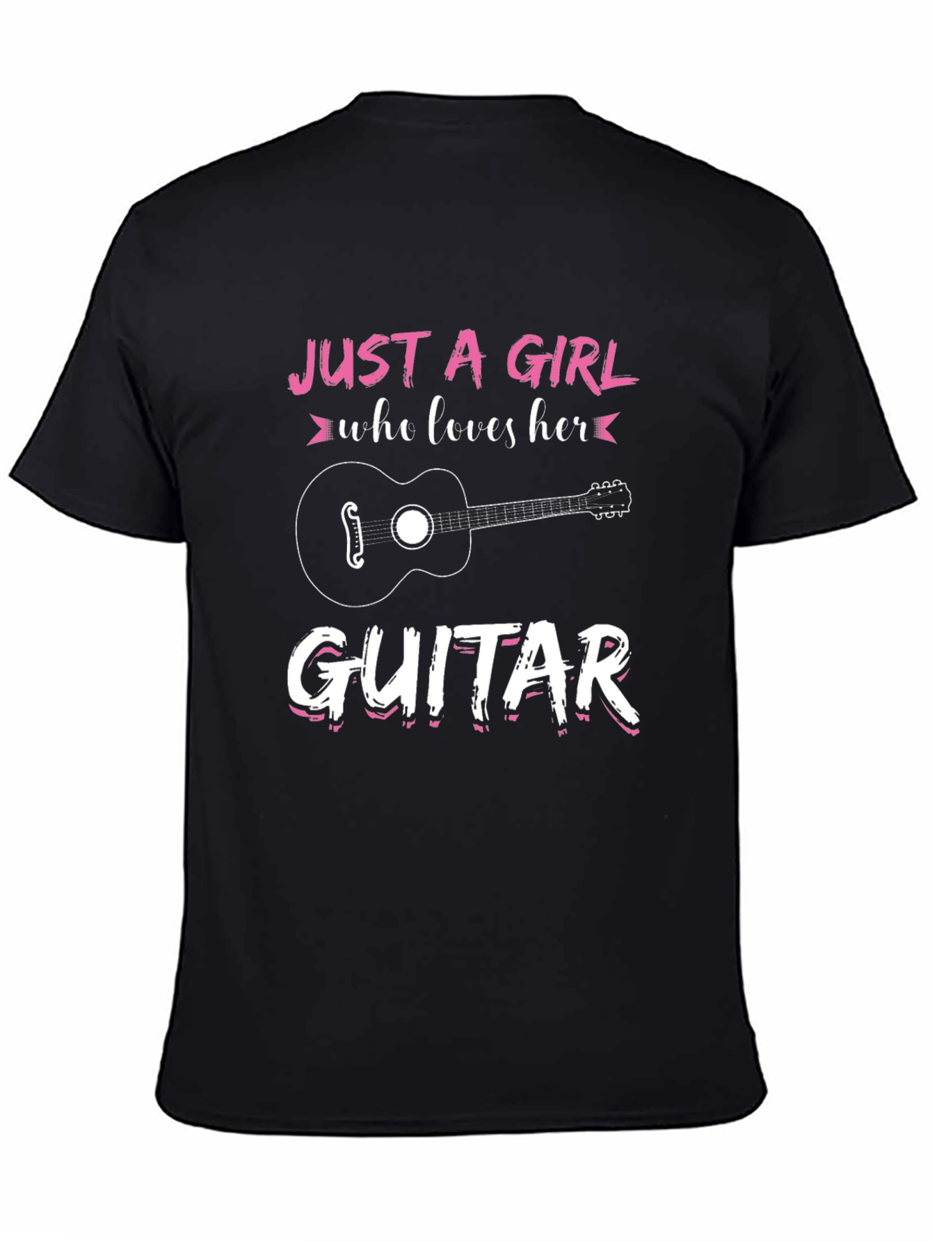 Black Just A Girl Who Loves Her Guitar Black Graphic Tee view 4
