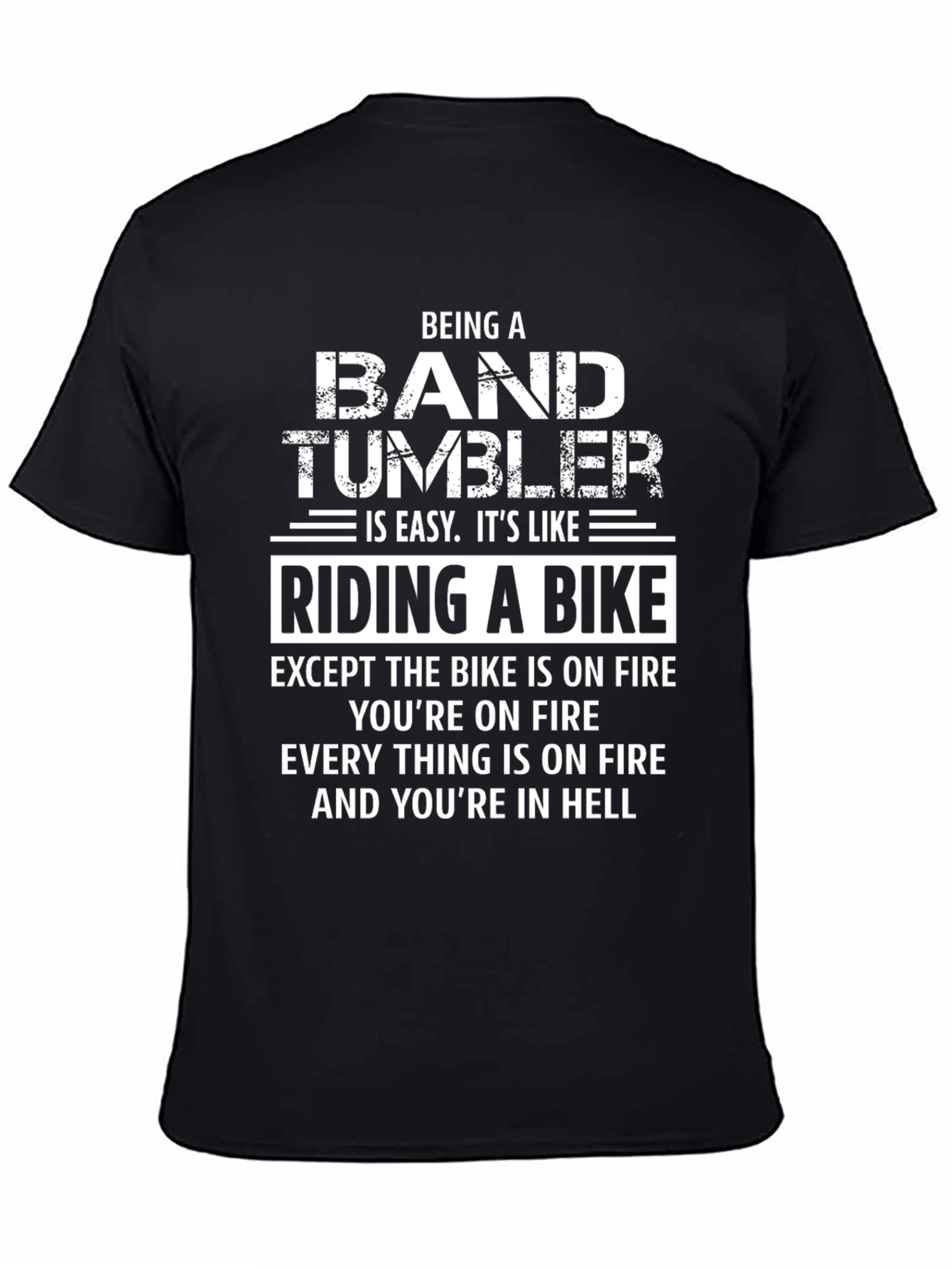 Black Band Tumbler Riding Bike Fire Hell T-Shirt view 4