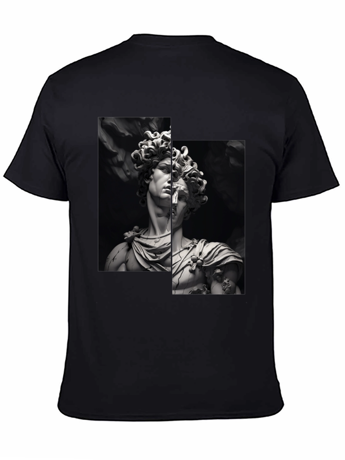 Black David Sculpture Graphic Tee - Black Cotton T-Shirt view 4