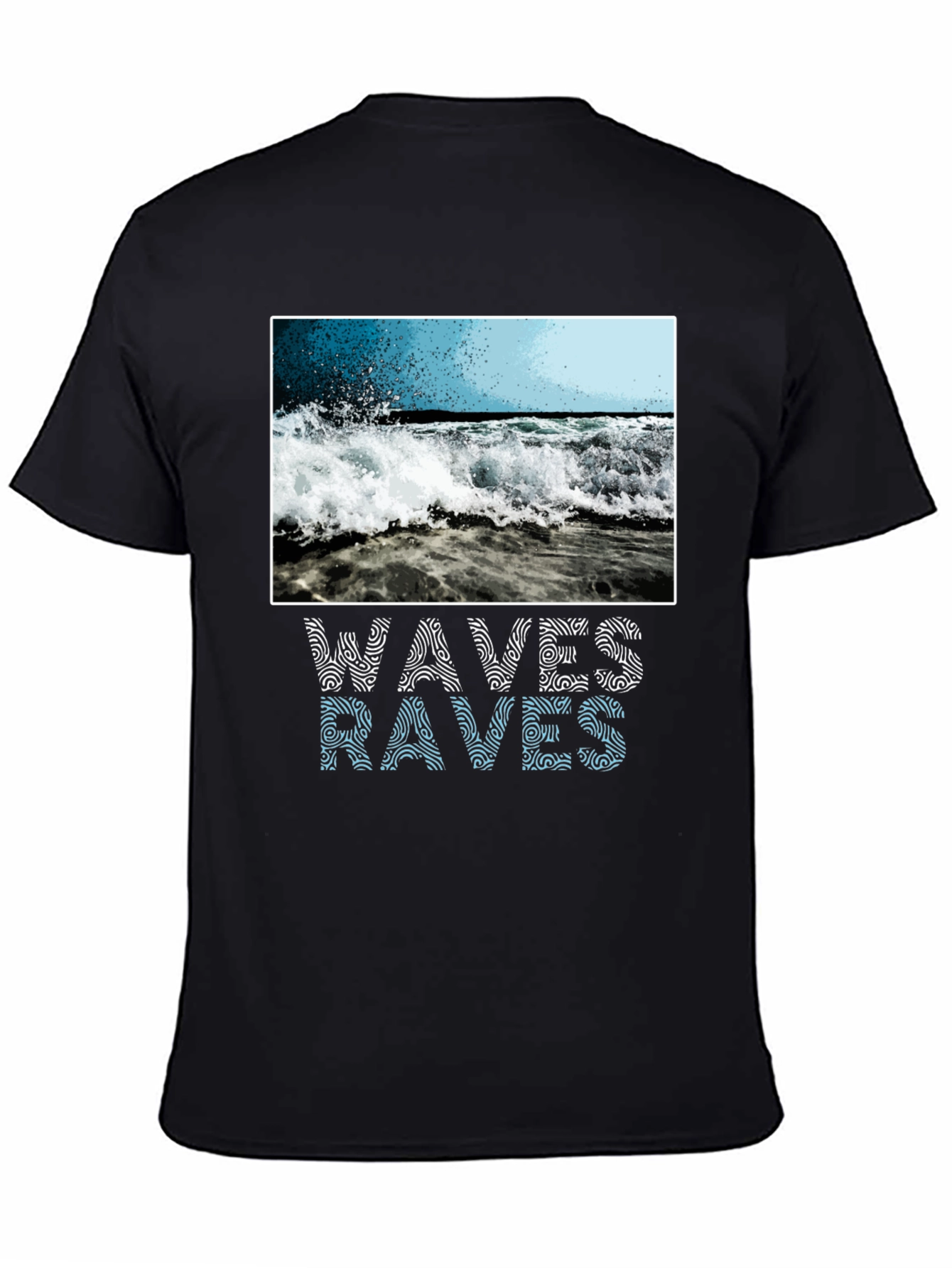 Black Waves Graphic T-Shirt - Ocean Lover view 4