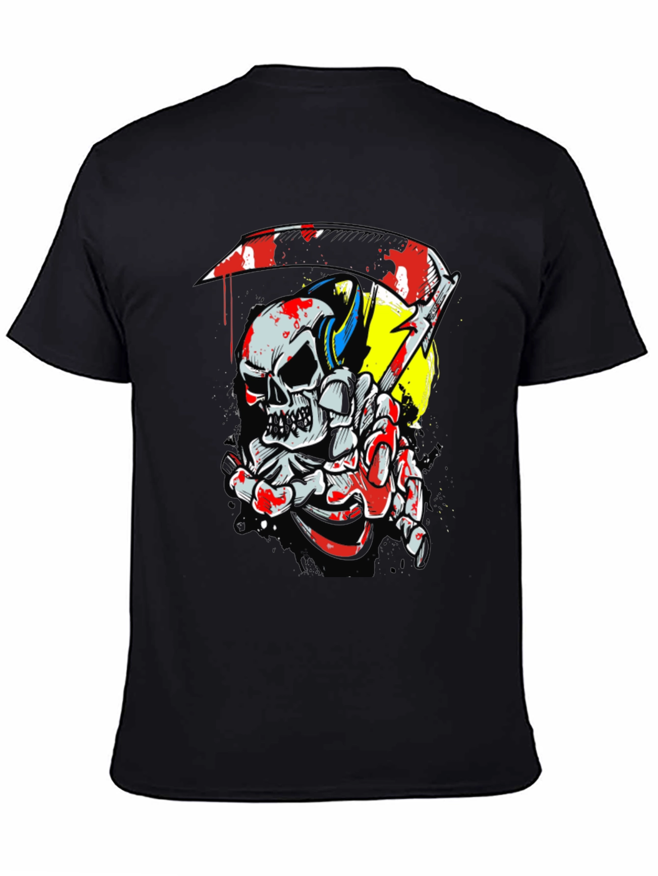Skull & Scythe Graphic Tee - Edgy Men's Black T-Shirt - 4