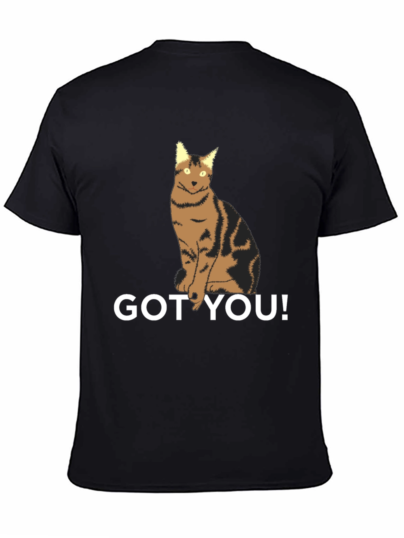 Black Got You! Cat Graphic T-Shirt - Unisex Black Tee view 4