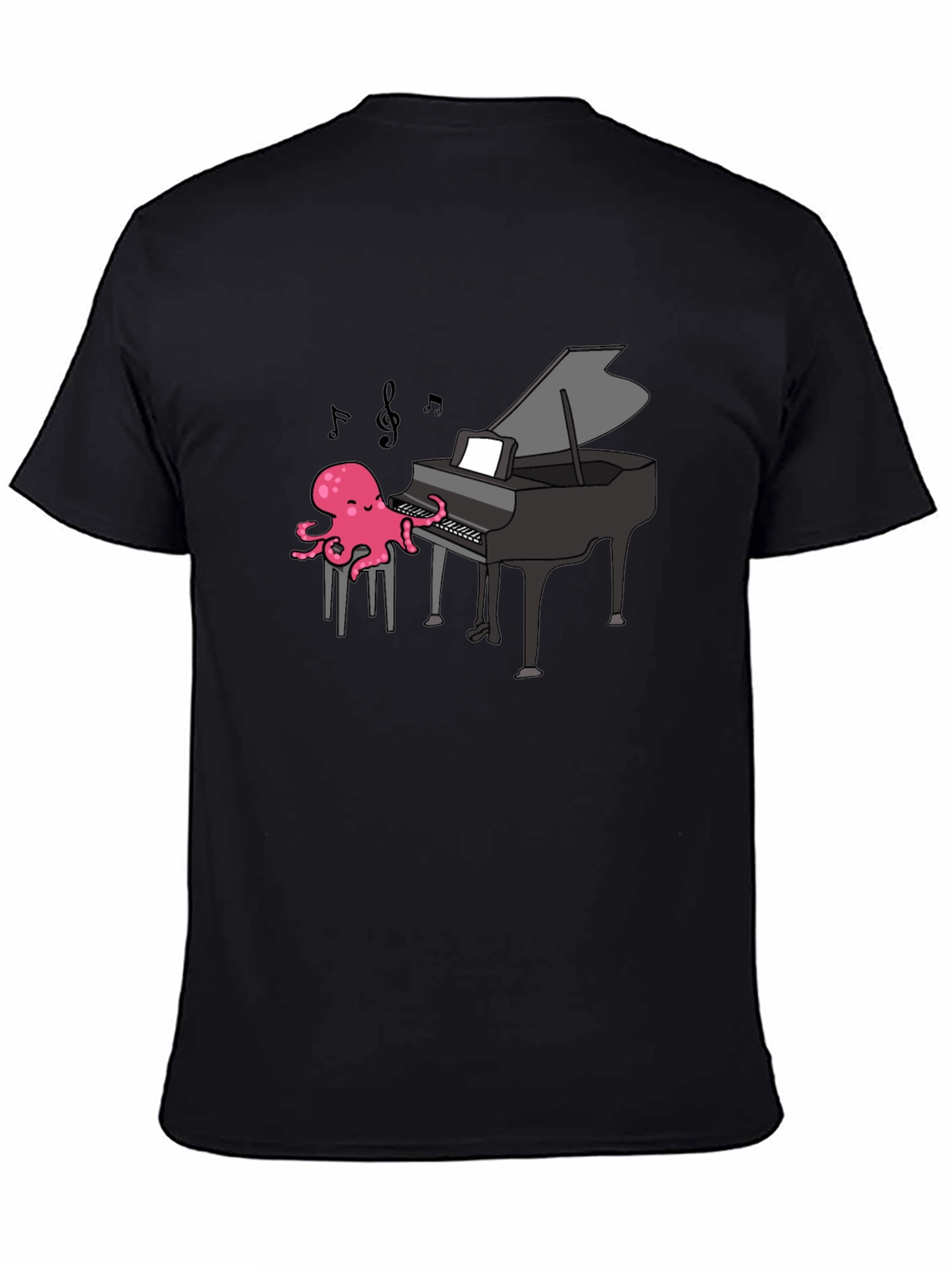 Black Octopus Pianist T-Shirt - Musical Ocean Tee view 4