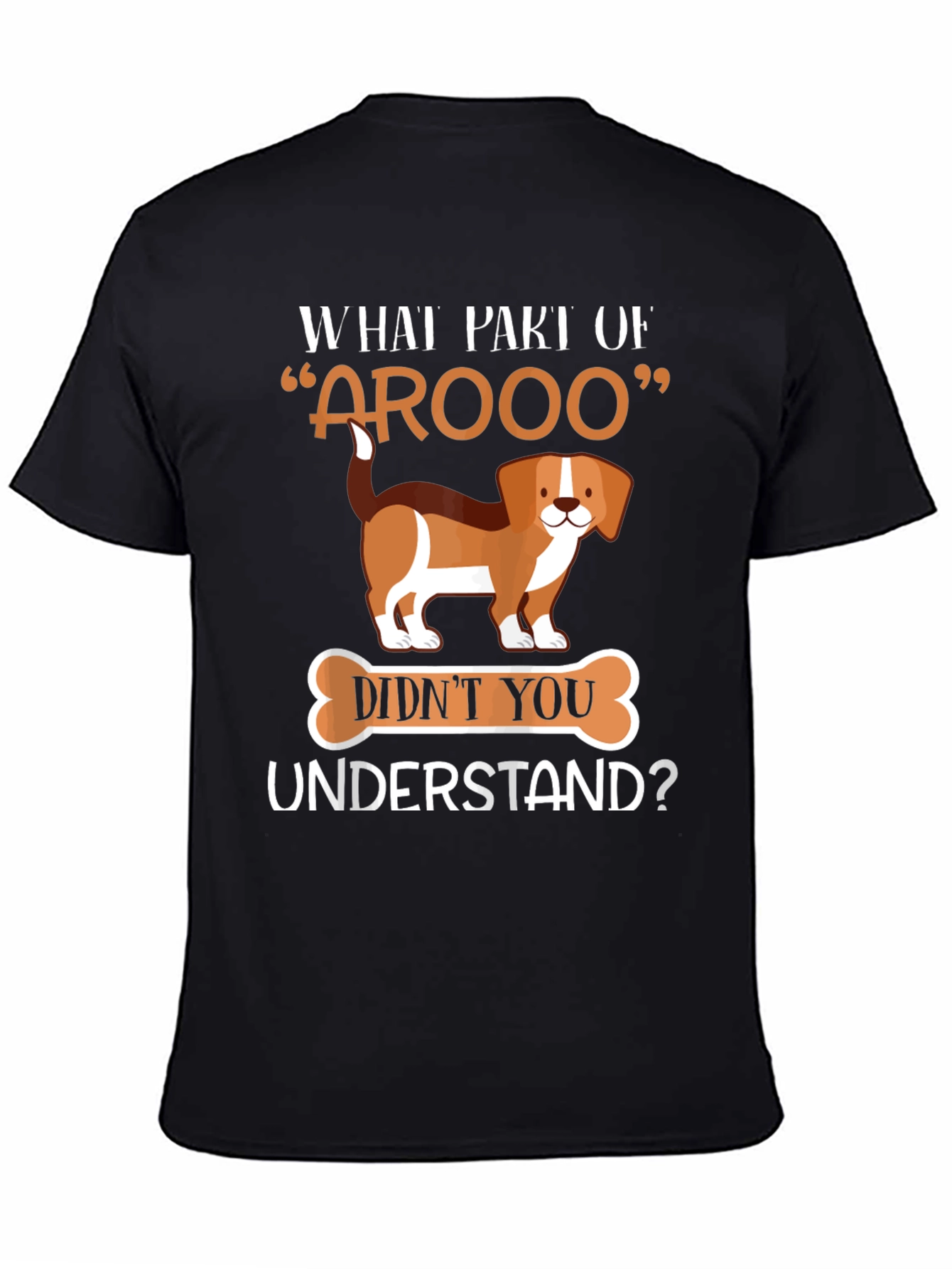 Black Funny "Arooo" Dog Lover T-Shirt view 4