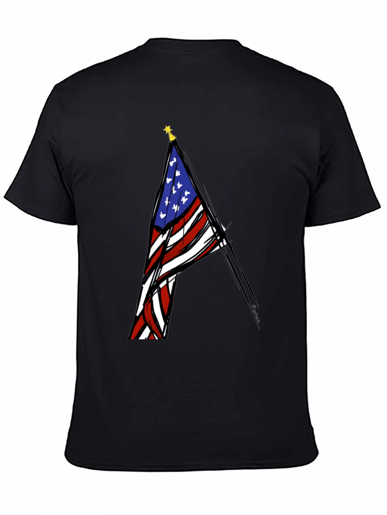 Black USA Flag Graphic T-Shirt - Patriotic Fashion view 4