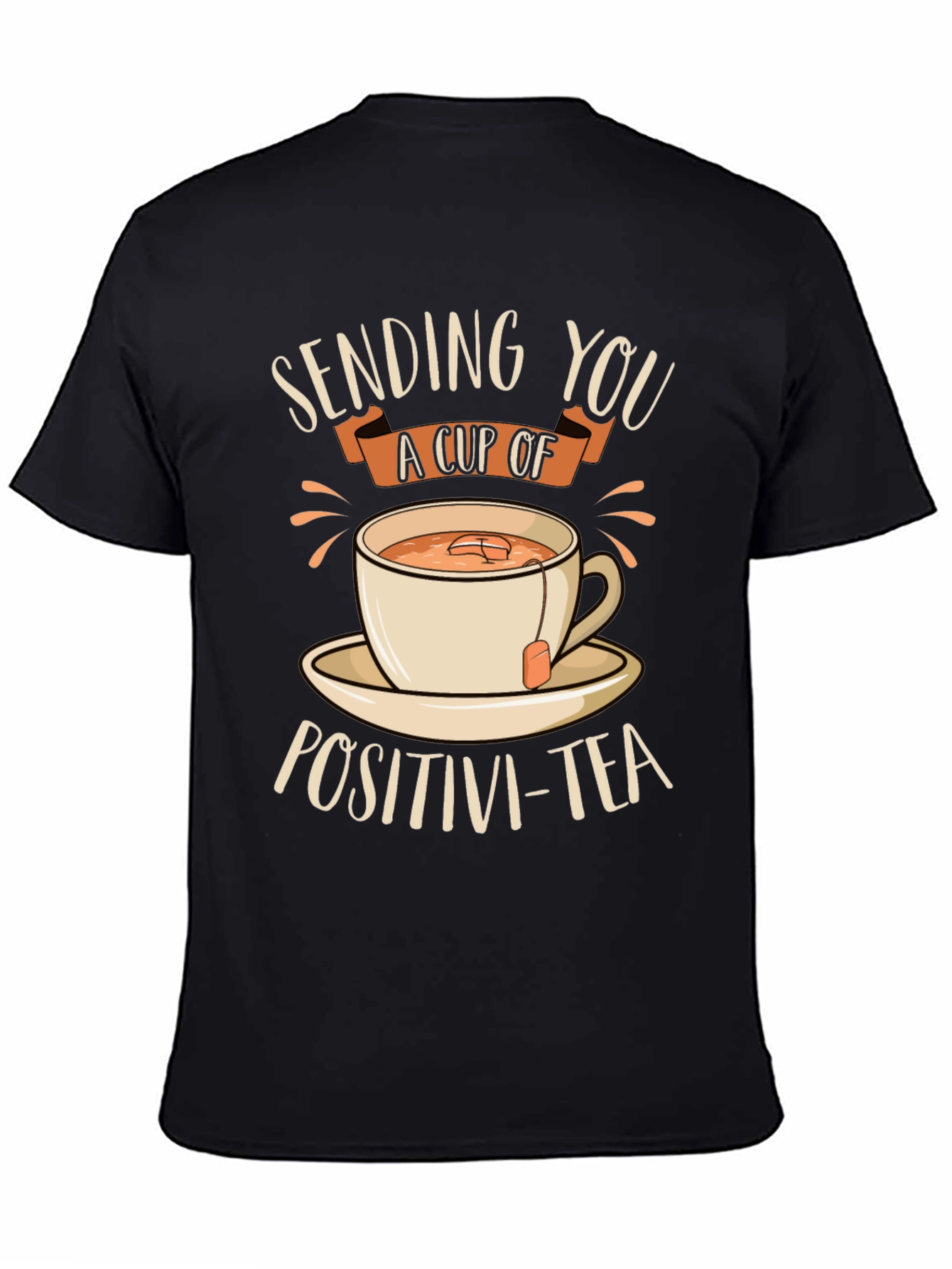Black Sending You Positivi-Tea Black Graphic T-Shirt view 4