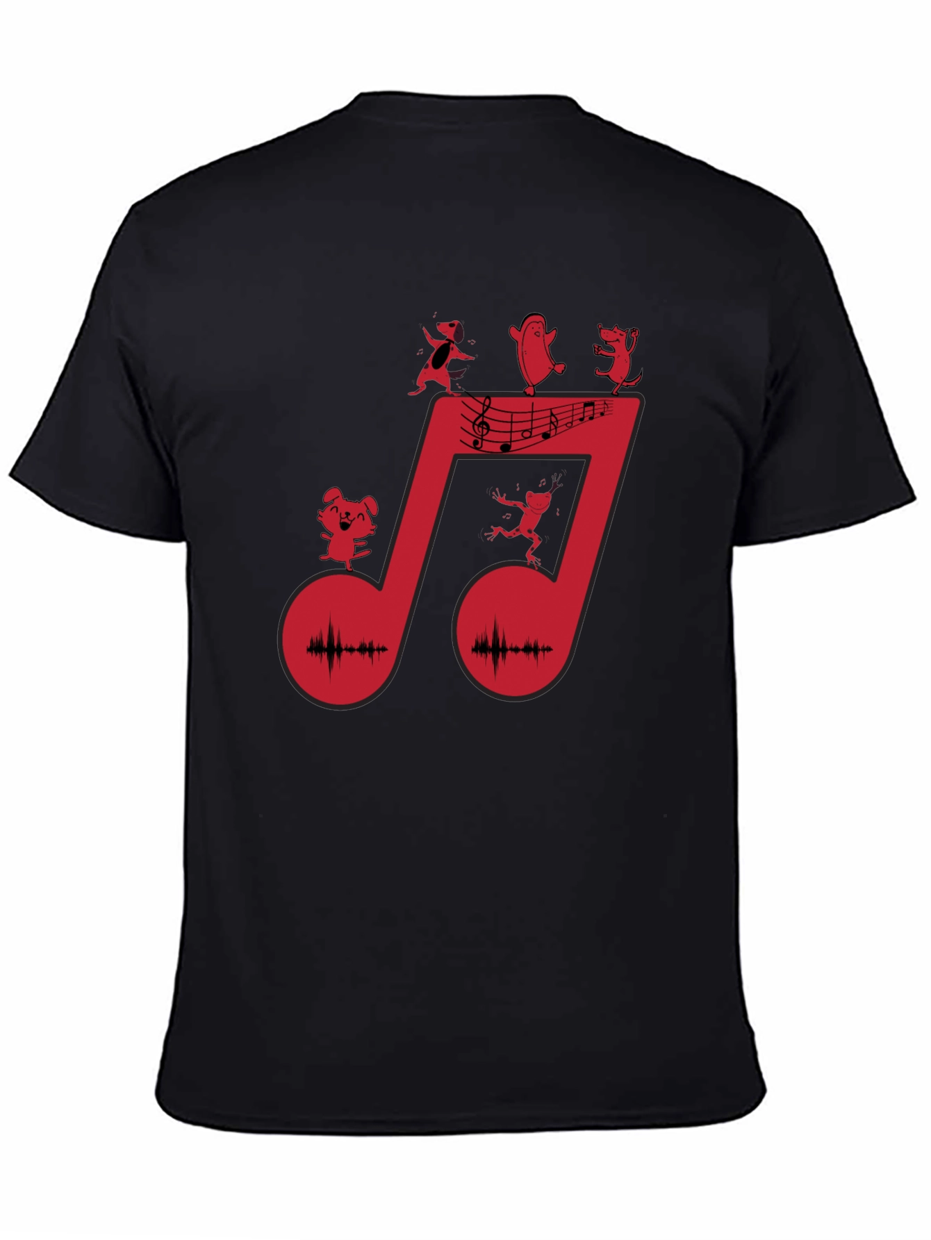 Musical Note Graphic Tee - Black Cotton T-Shirt - 4