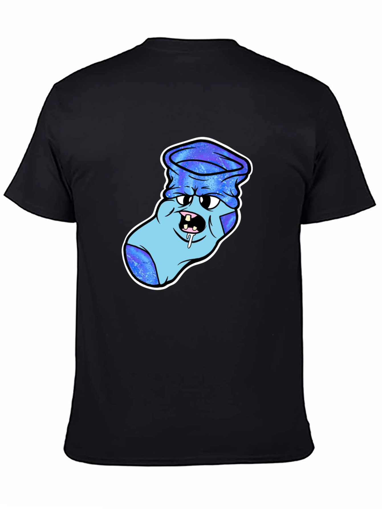 Black Cartoon Sock Monster Graphic T-Shirt view 4