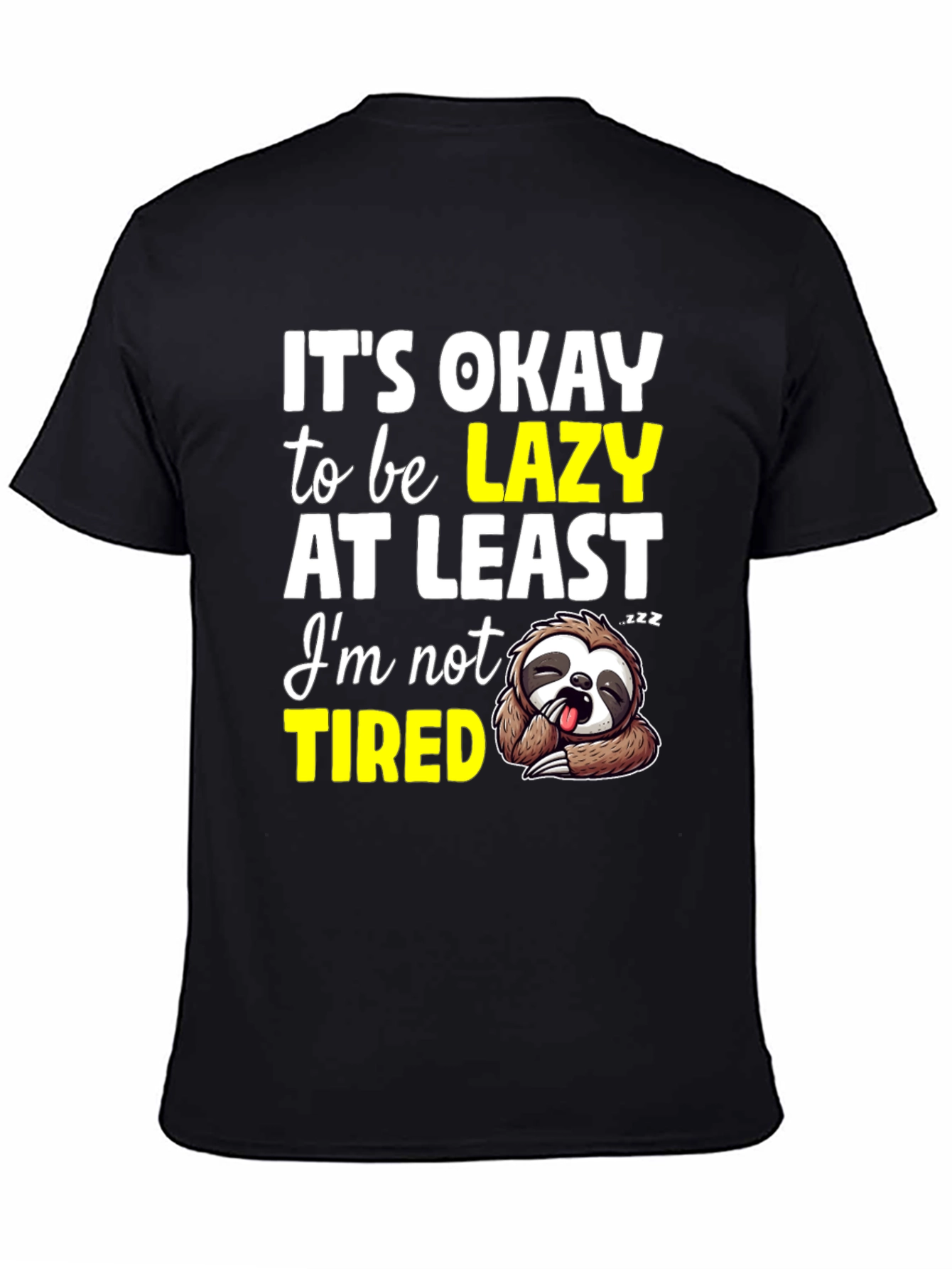 Black Lazy Sloth Graphic T-Shirt - Comfortable & Funny view 4