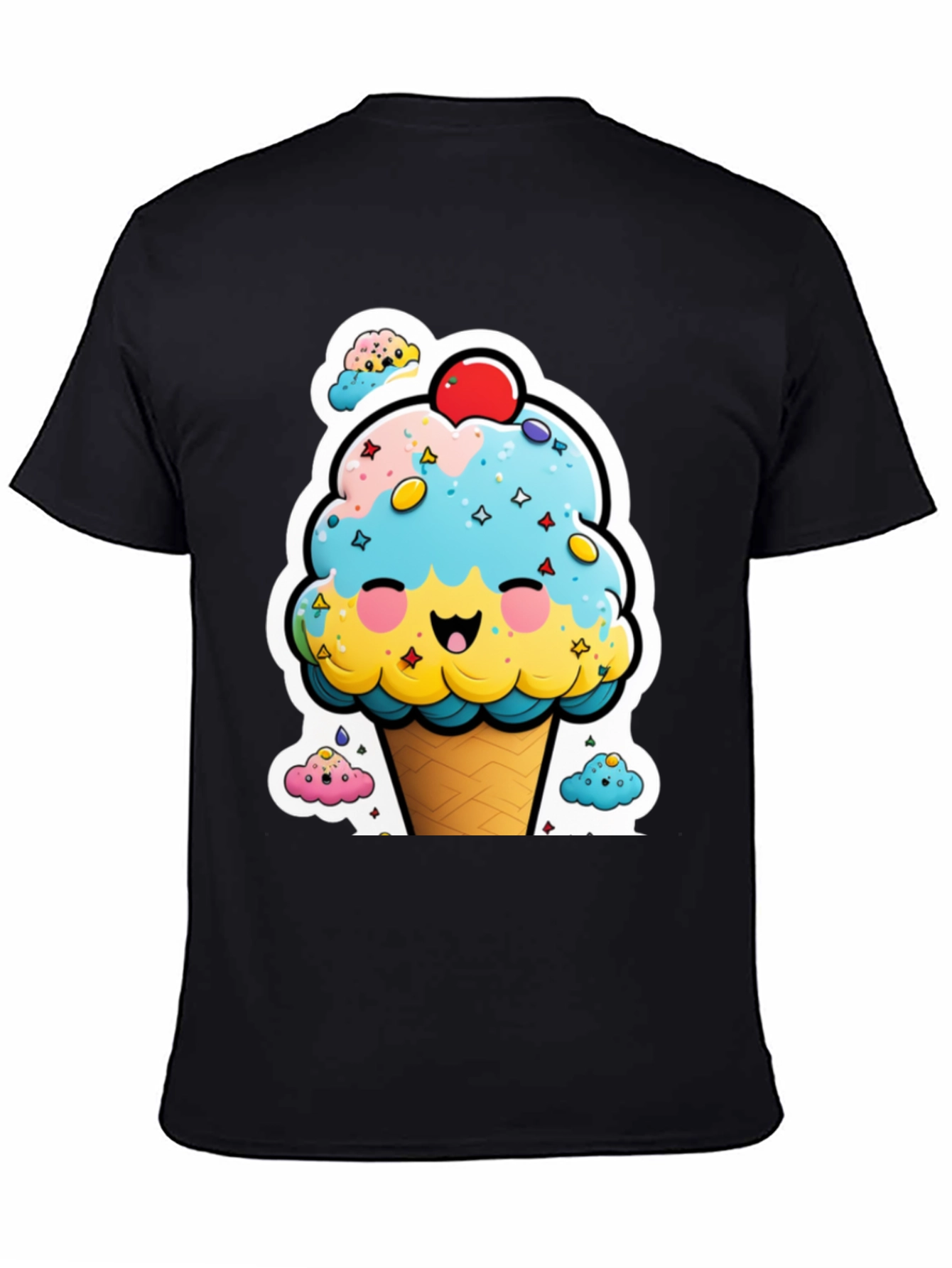 Black Cute Ice Cream Cone Graphic Tee view 4