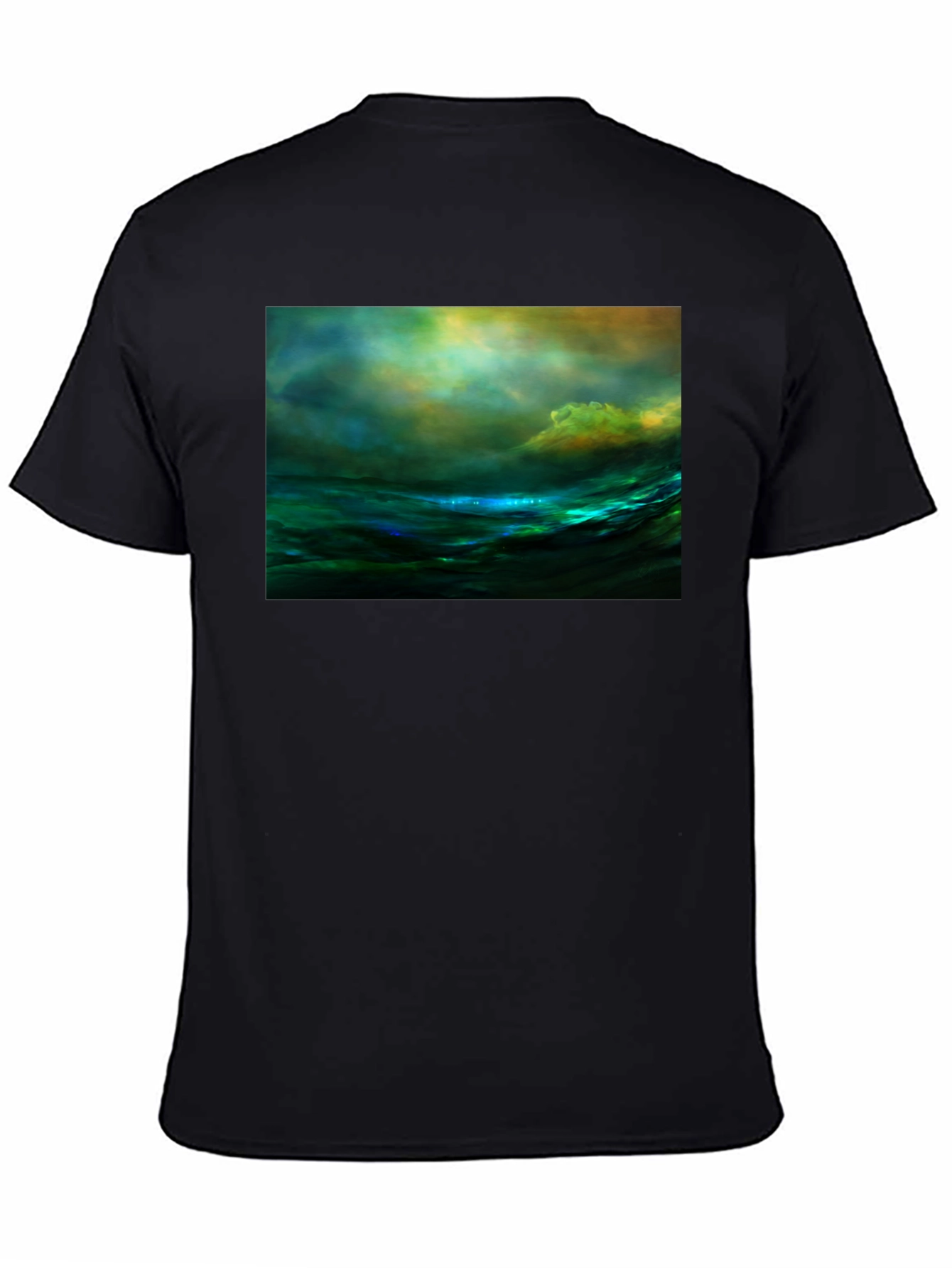 Black Ocean Wave Art T-Shirt view 4