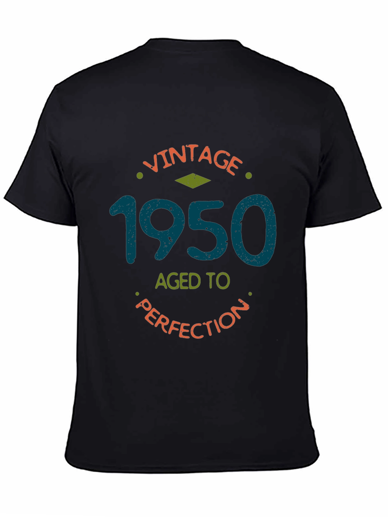 Black Vintage 1950 Aged to Perfection Black T-Shirt view 4