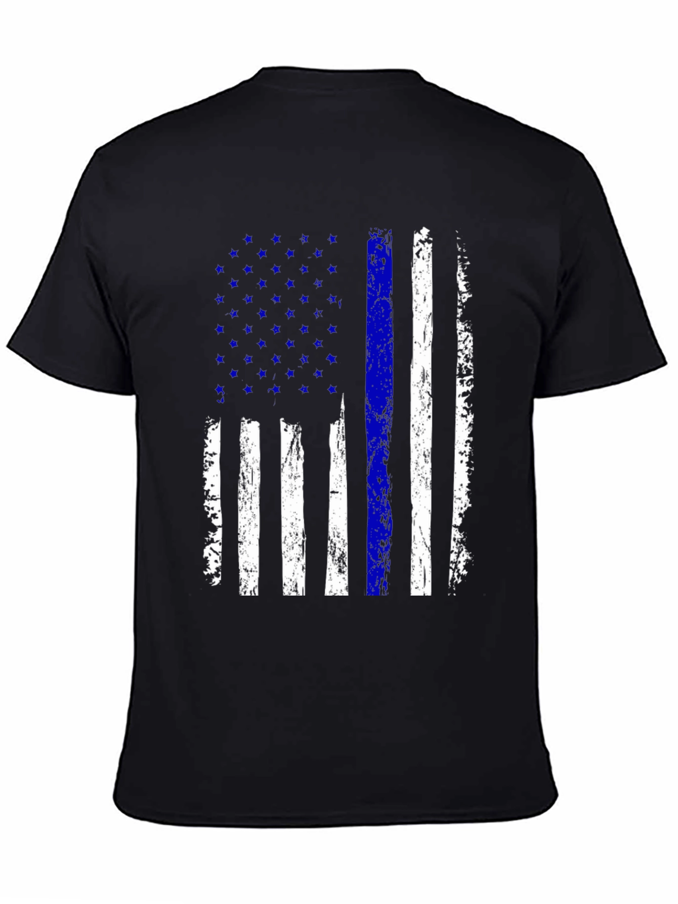 Distressed Thin Blue Line American Flag T-Shirt - 4