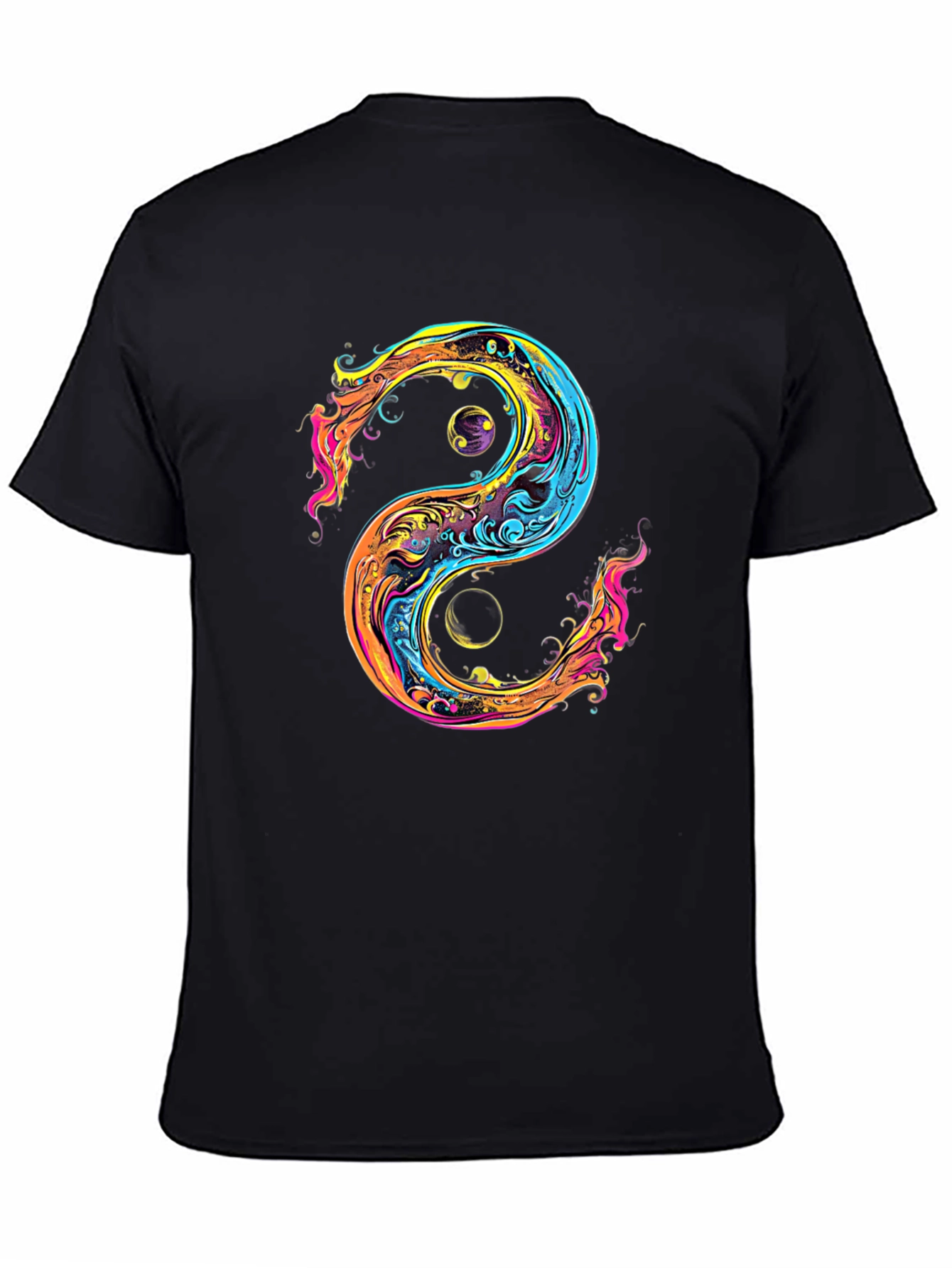 Black Yin Yang Graphic Black T-Shirt view 4