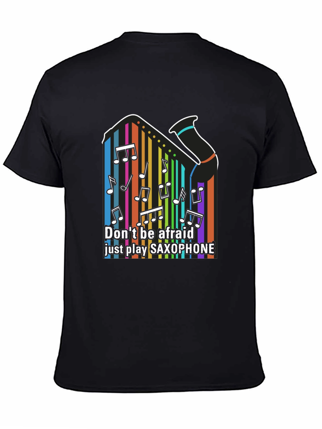 Black Colorful Saxophone Music T-Shirt: Play Fearlessly view 4