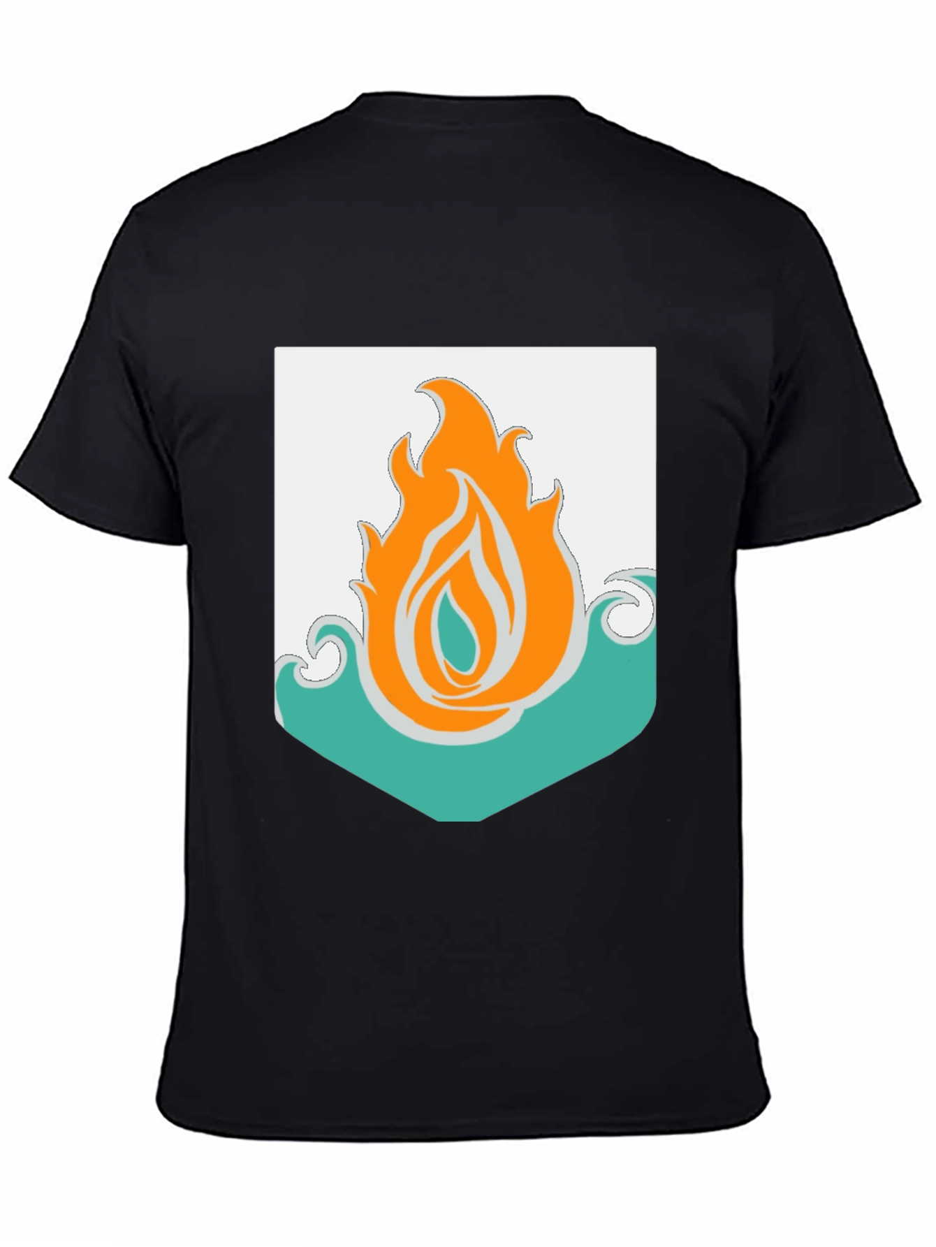 Black Fire and Water Graphic Tee - Black Cotton Blend T-Shirt view 4