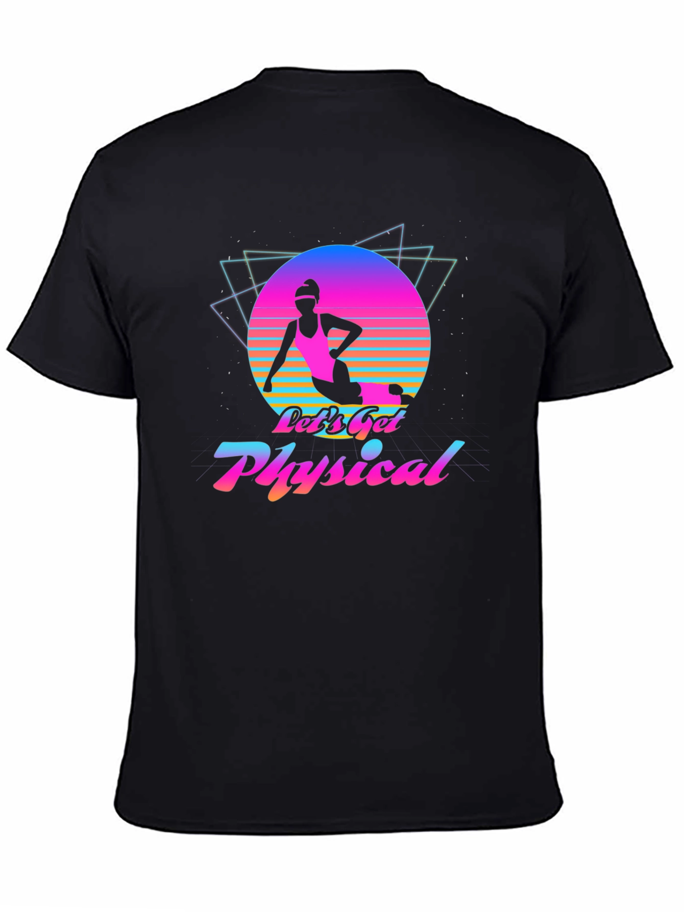 Black Let's Get Physical T-Shirt Retro Graphic Tee view 4