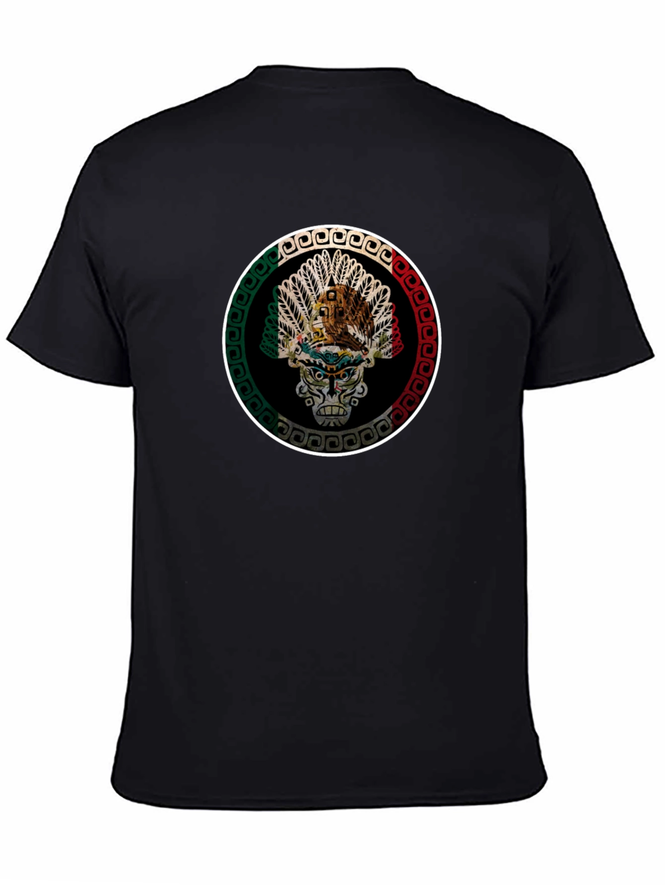 Black Aztec Skull Graphic T-Shirt - Men's Black Tee view 4